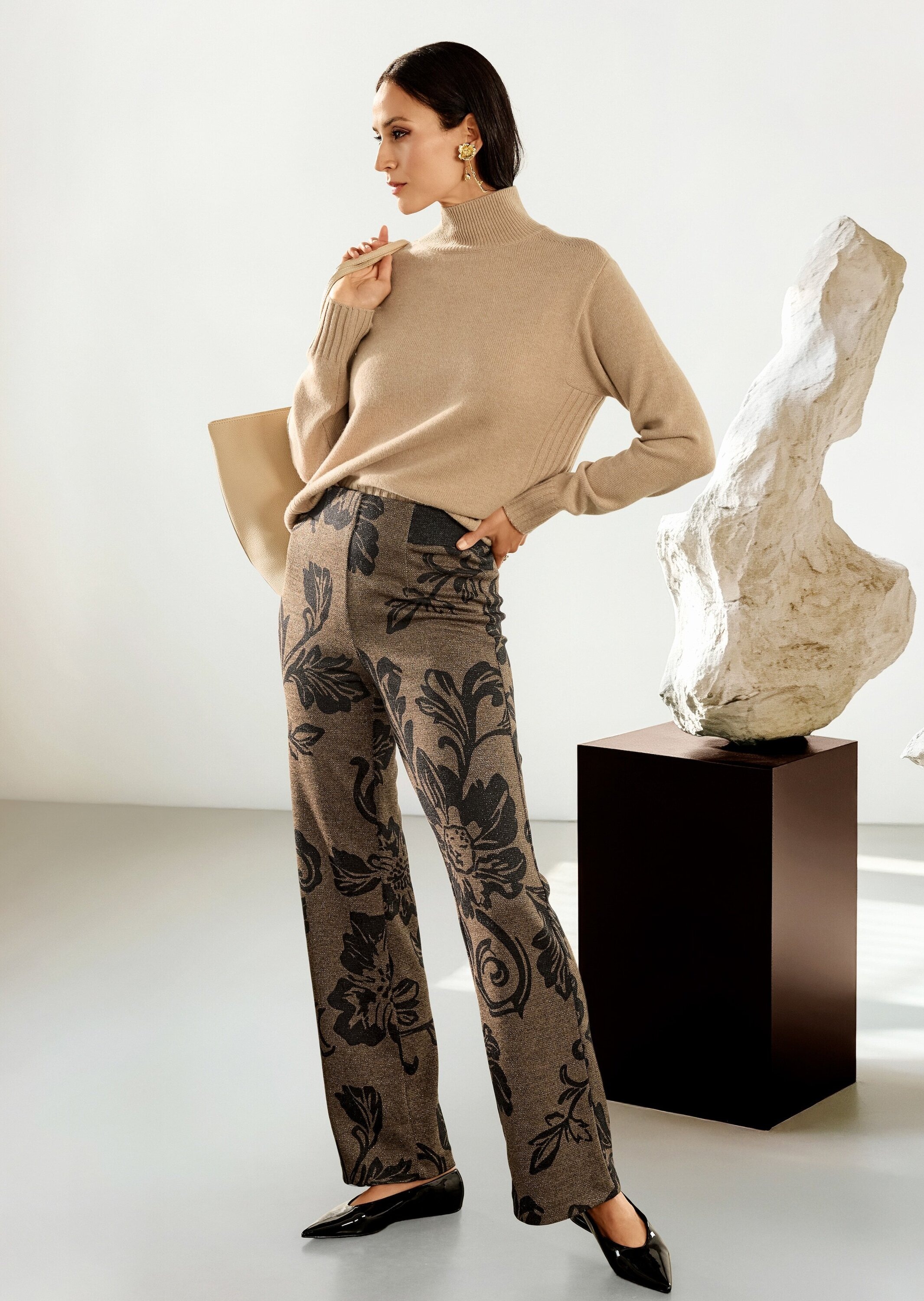 MADELEINE Jerseyhose »Jacquardhose Jacquardhose mit floralem Muster«