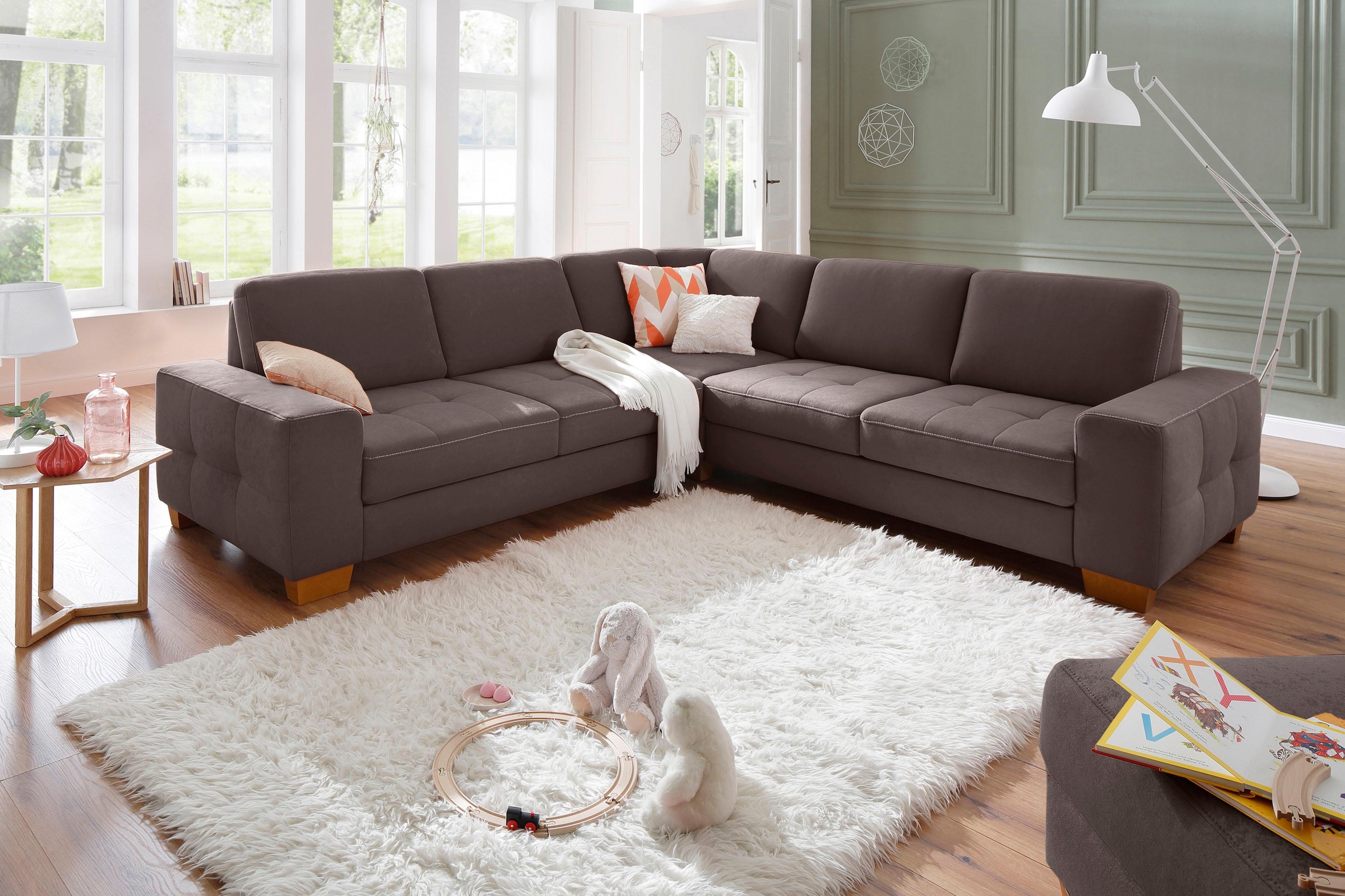 Home affaire Ecksofa »Puccini L-Form« mit Federkern, Sitztiefenverstellung, Kontrastnaht