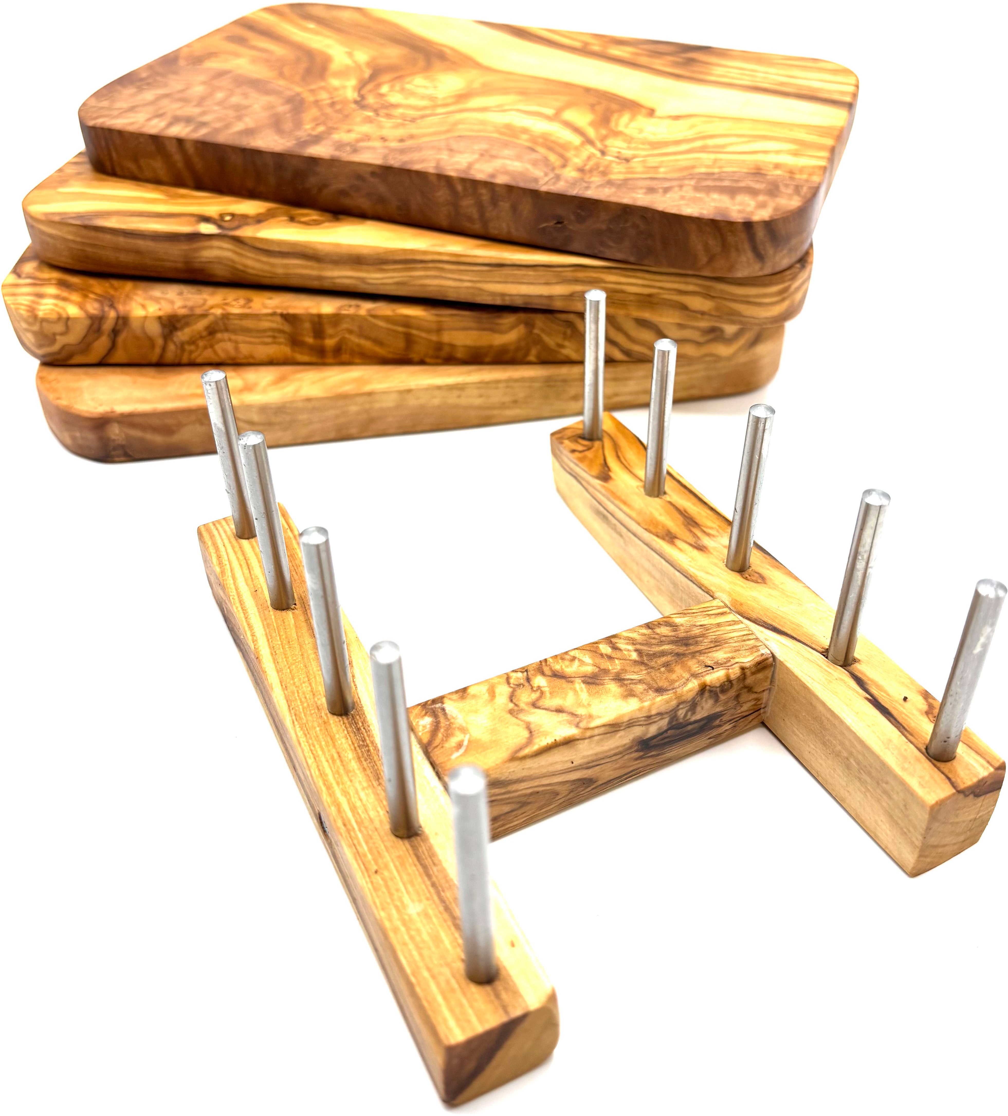 Thumbnail - Olivenholz-erleben Geschirrständer "Brettchenständer für bis zu 4 Frühstücksbretter", (Set, 1 tlg.), Platzsparende Aufbe...