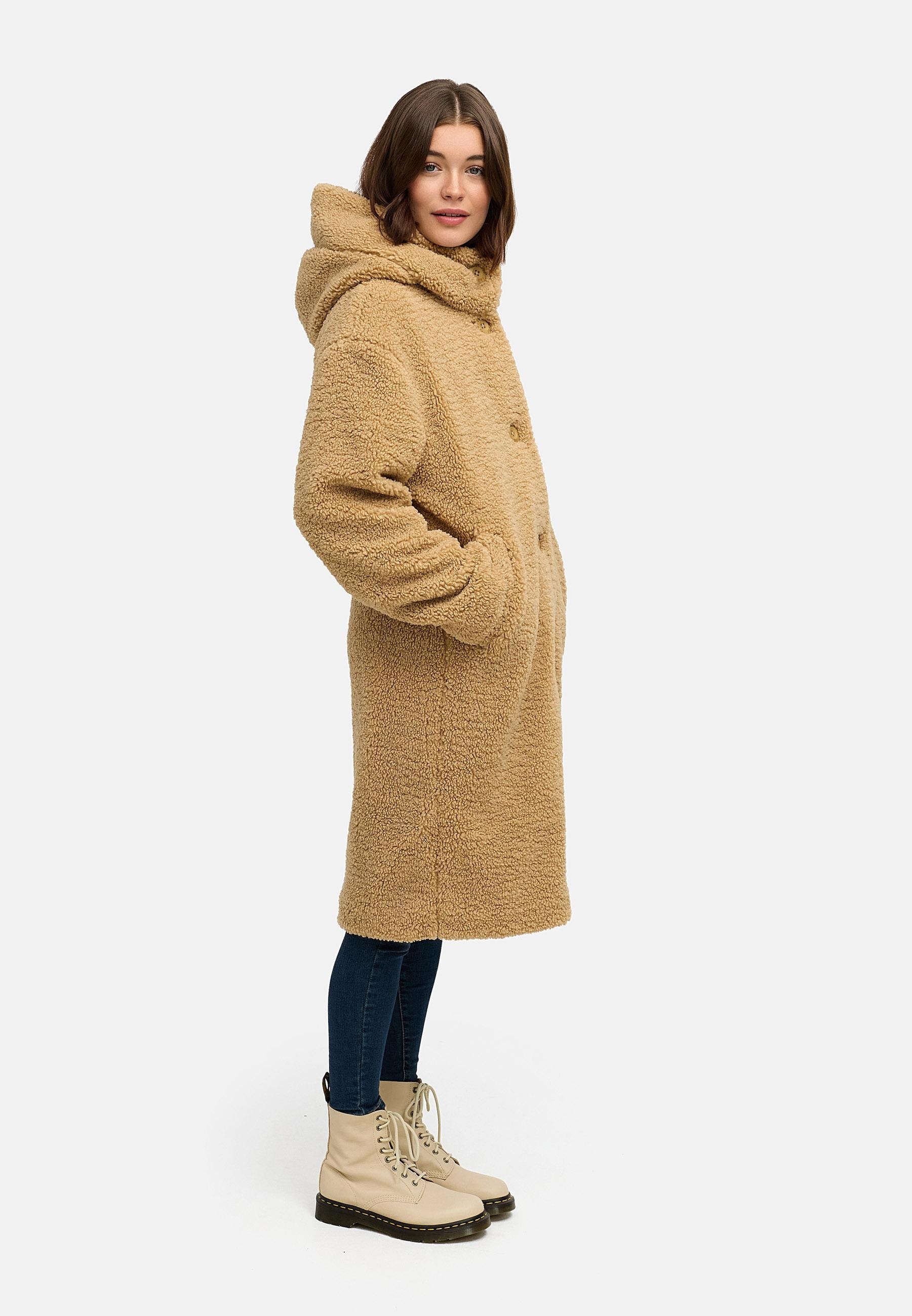 Ragwear Langmantel »Joonie YOUMODO«, Langer Plüschmantel mit Kapuze
