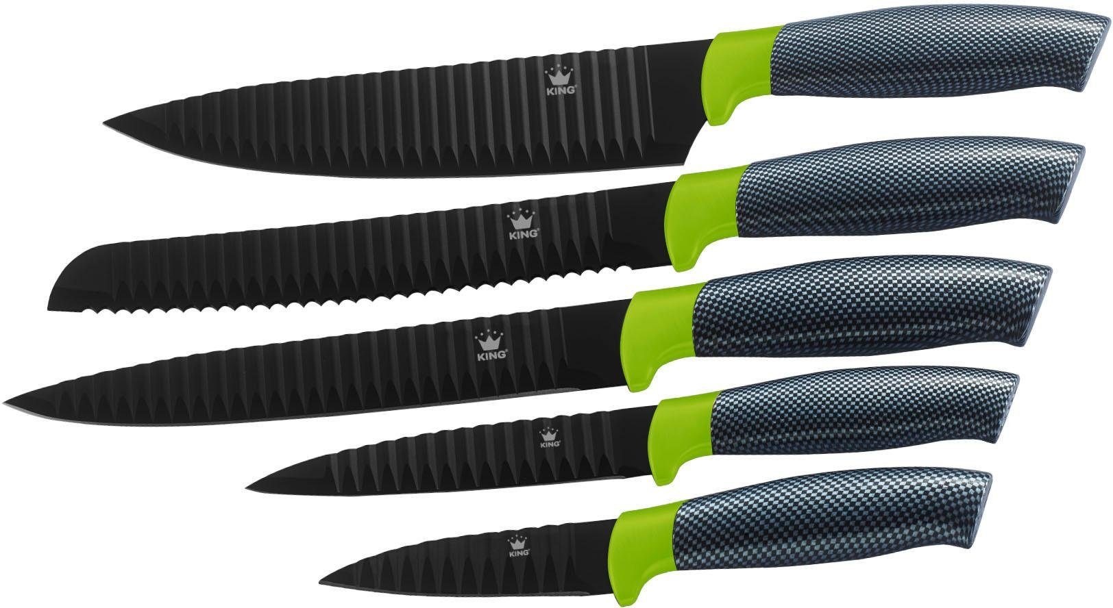 KING Messerblock "Carbon Optic" 6 Stk. Wellenschliff
