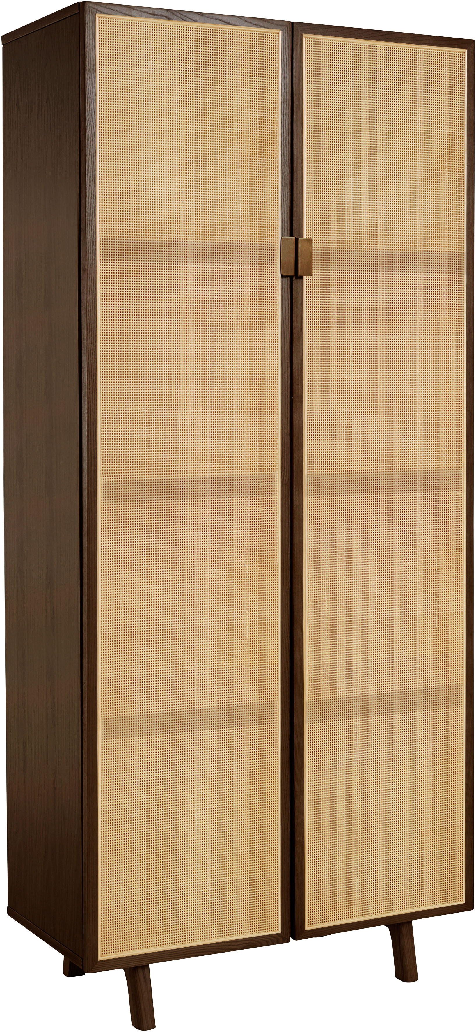 LeGer Home by Lena Gercke Highboard "Lina" Mit Rattan Einsatz, 4 Innenfächer, teilmassiv