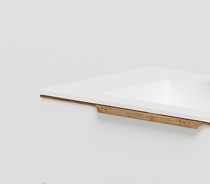 Thumbnail - welltime Waschtisch "Amber" mit CORIAN-Acrylstein Waschbecken, massive Eichendetails