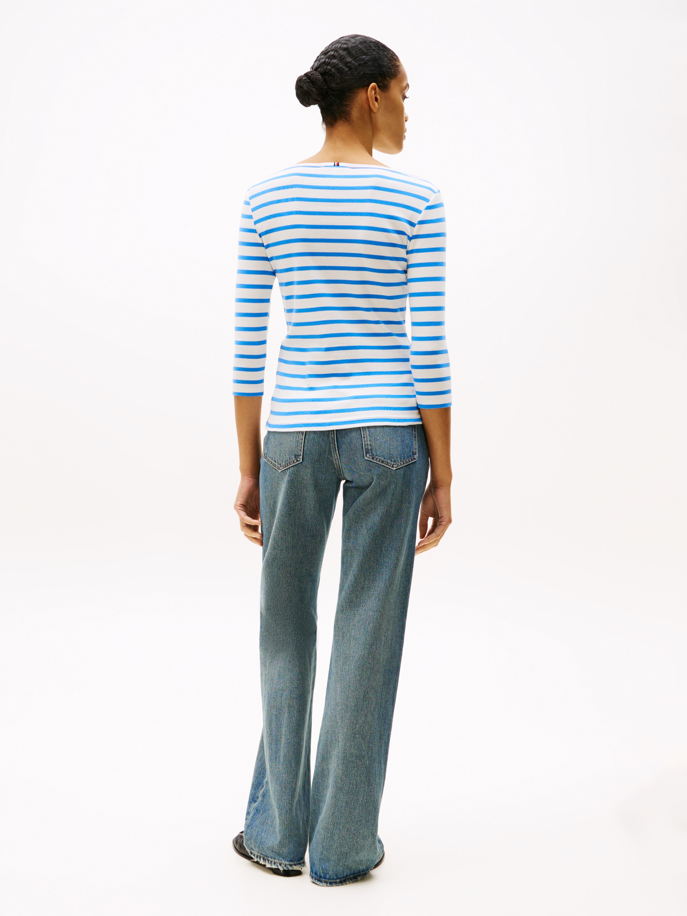 Tommy Hilfiger 3/4-Arm-Shirt »NEW CODY SLIM BOAT-NK 3/4SLV mit U-Boot und Streifen«, gestreift, casual, slim fit, Baumwolle, U-Boot-Ausschnitt
