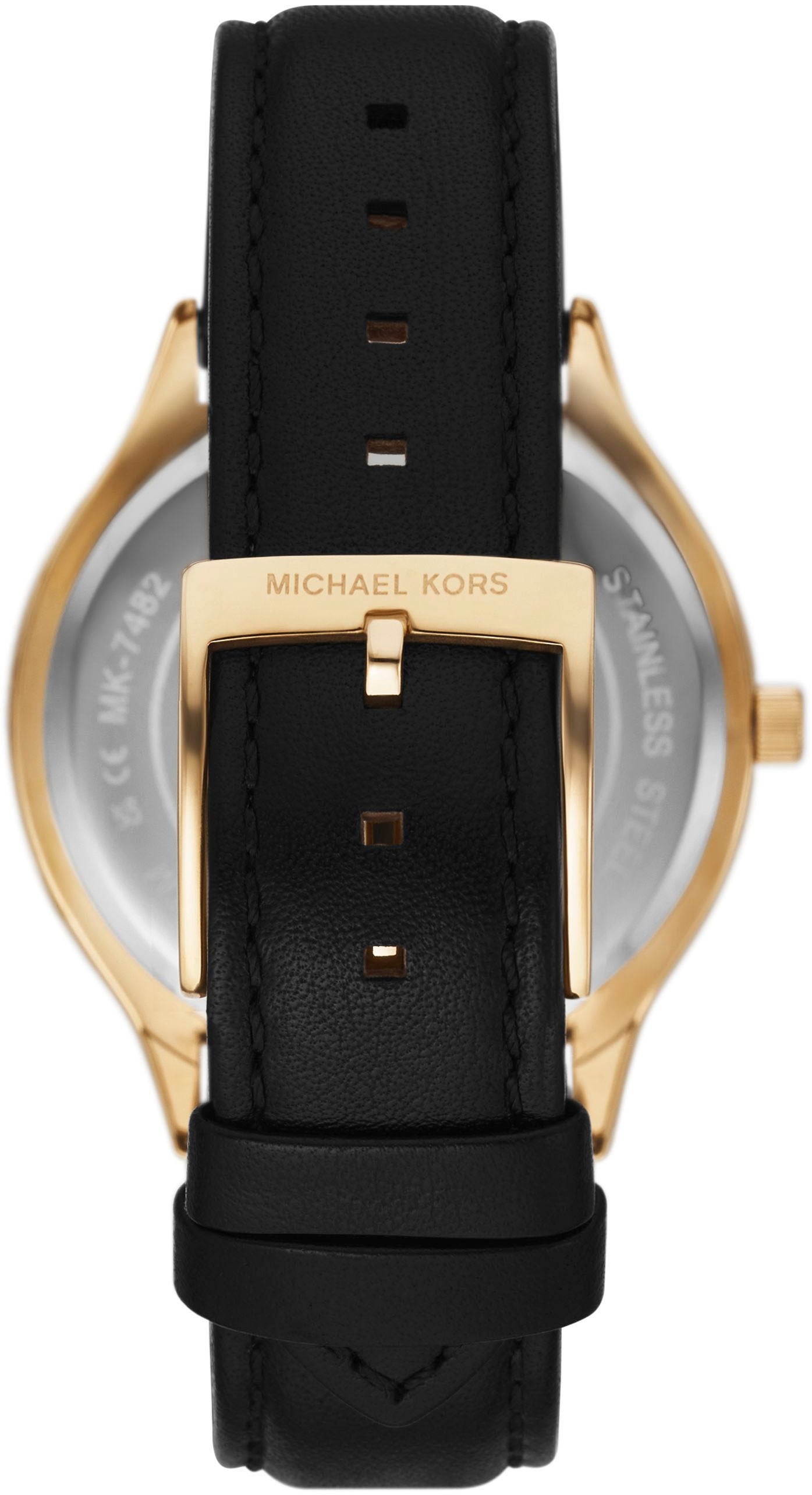 MICHAEL KORS Quarzuhr »SLIM RUNWAY«, Armbanduhr, Damenuhr, Lederarmband, analog