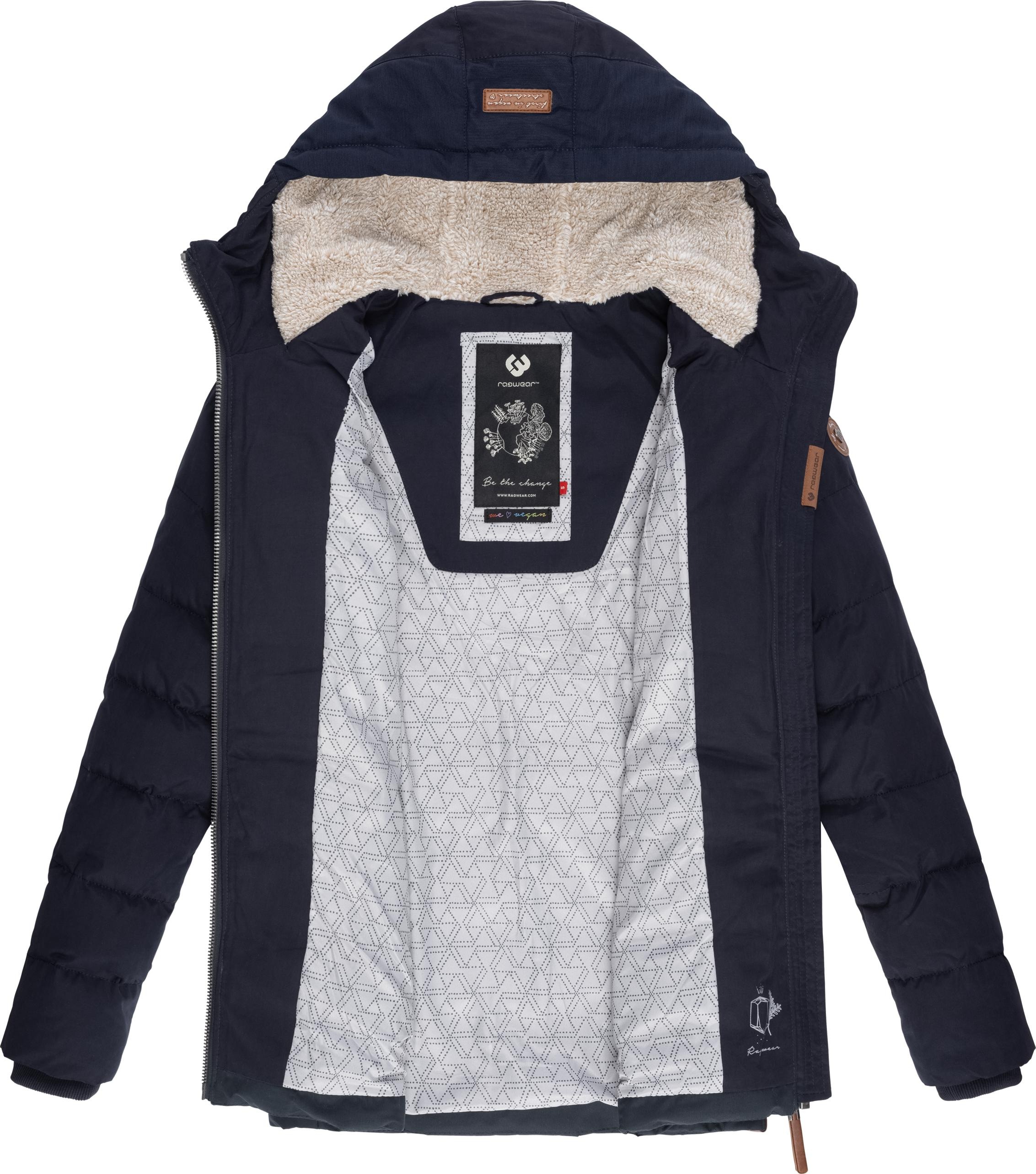 Ragwear Winterjacke »Quantic«, mit Kapuze, stylische Steppjacke mit Teddyfell-Kapuze