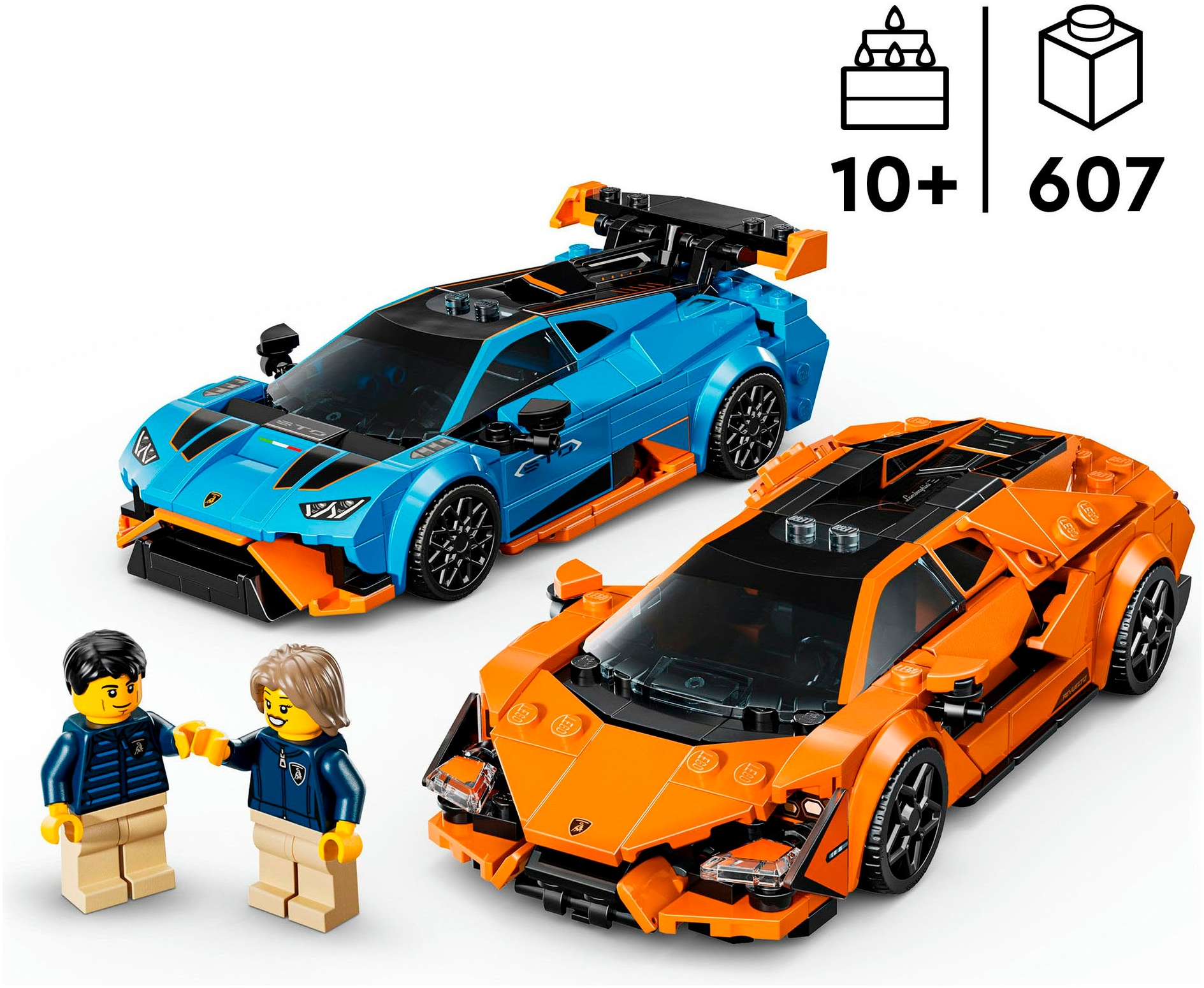 LEGO® Konstruktionsspielsteine »Lamborghini Revuelto und Huracán STO (77238), LEGO Speed Champions«, (607 St.), Made in Europe