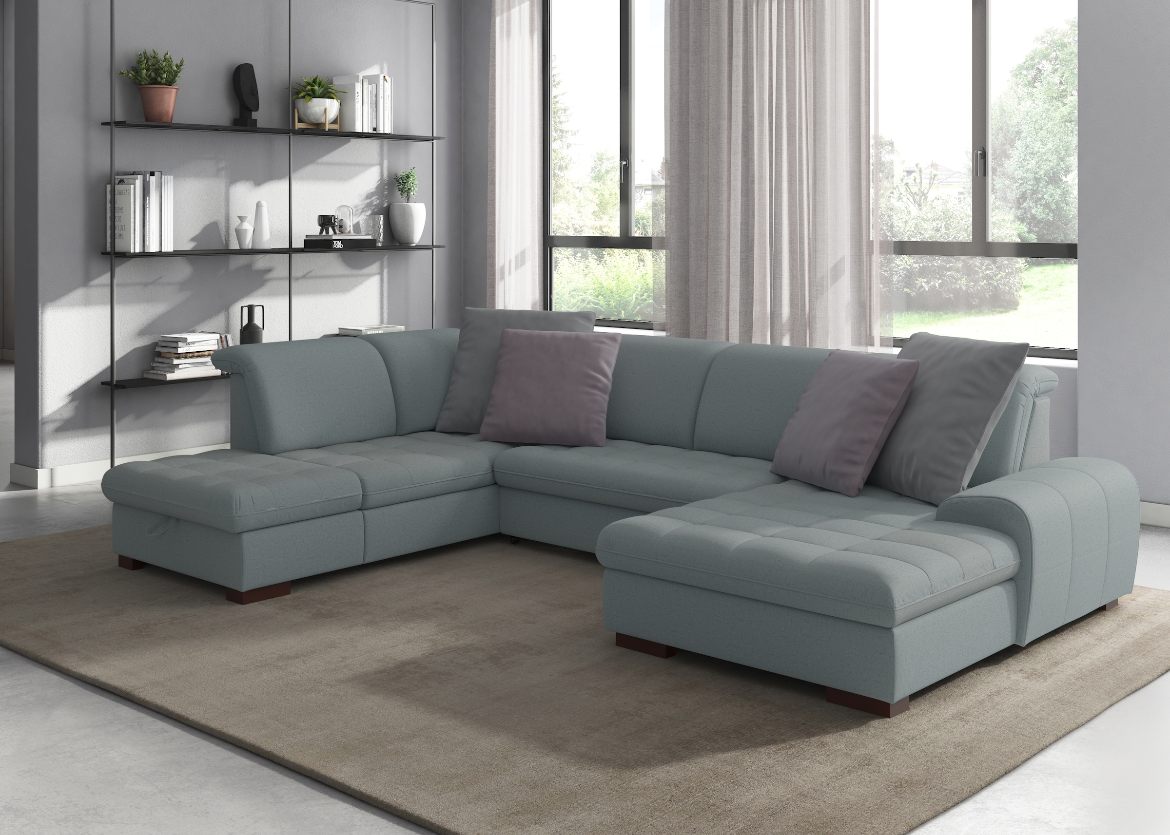 sit&more Wohnlandschaft "Luxor U-Form" wahlweise mit Schlaffunktion, Bettkasten und Kopfteilverstellung