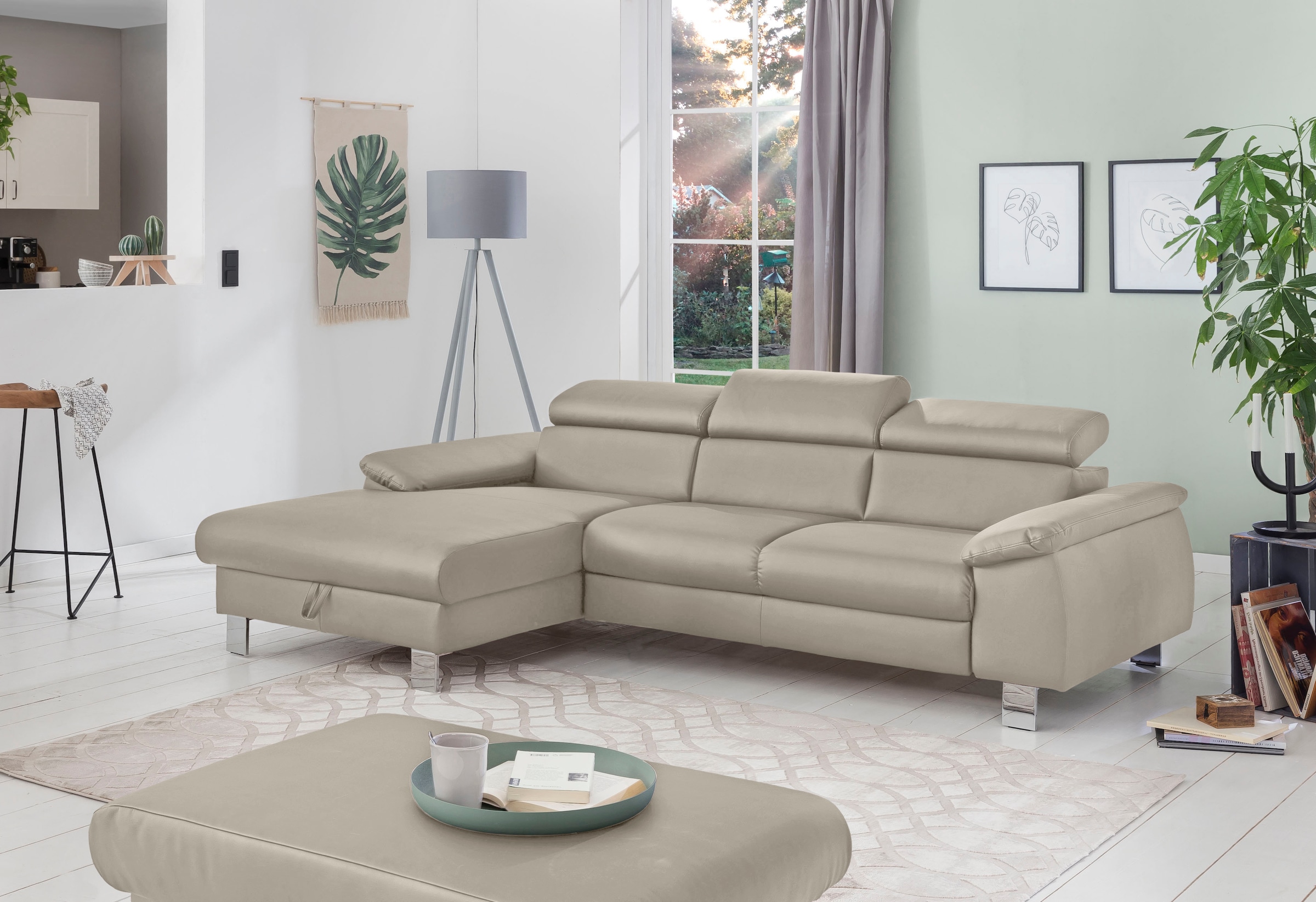 COTTA Ecksofa "Komaris L-Form, B: 244 cm" mit Kopfteilverstellung, optional günstig online kaufen