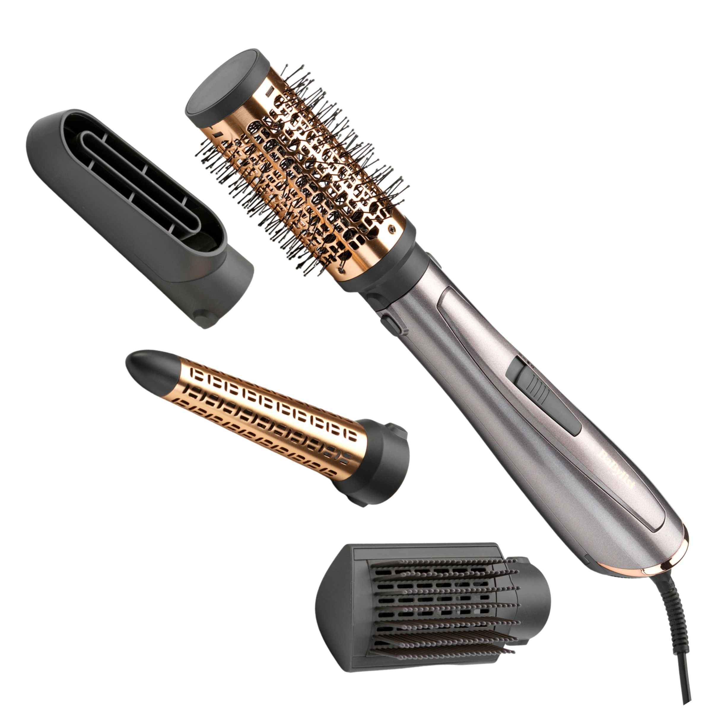 BABYLISS Warmluftbürste "Air Style 1000 Warmluftbürste mit 4 Aufsätzen, 1000W, AS136E", grau, Multihaarstyler, 4-in-1 Styler zum Föhnen, Glätten,