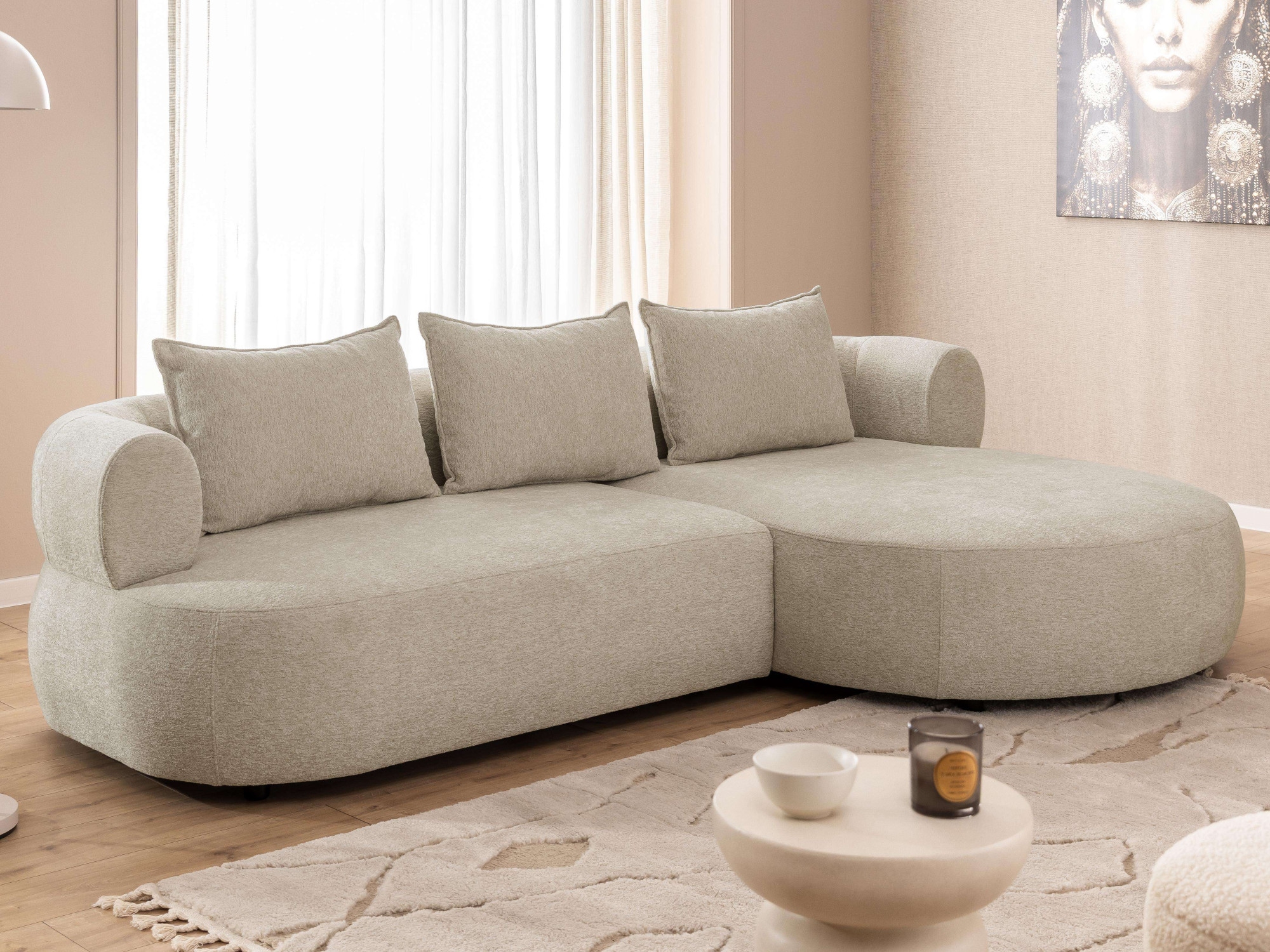 Home affaire Ecksofa "LUSSAC L-Form Design-Sofa mit Zierkissen, Maße B/T/H: günstig online kaufen