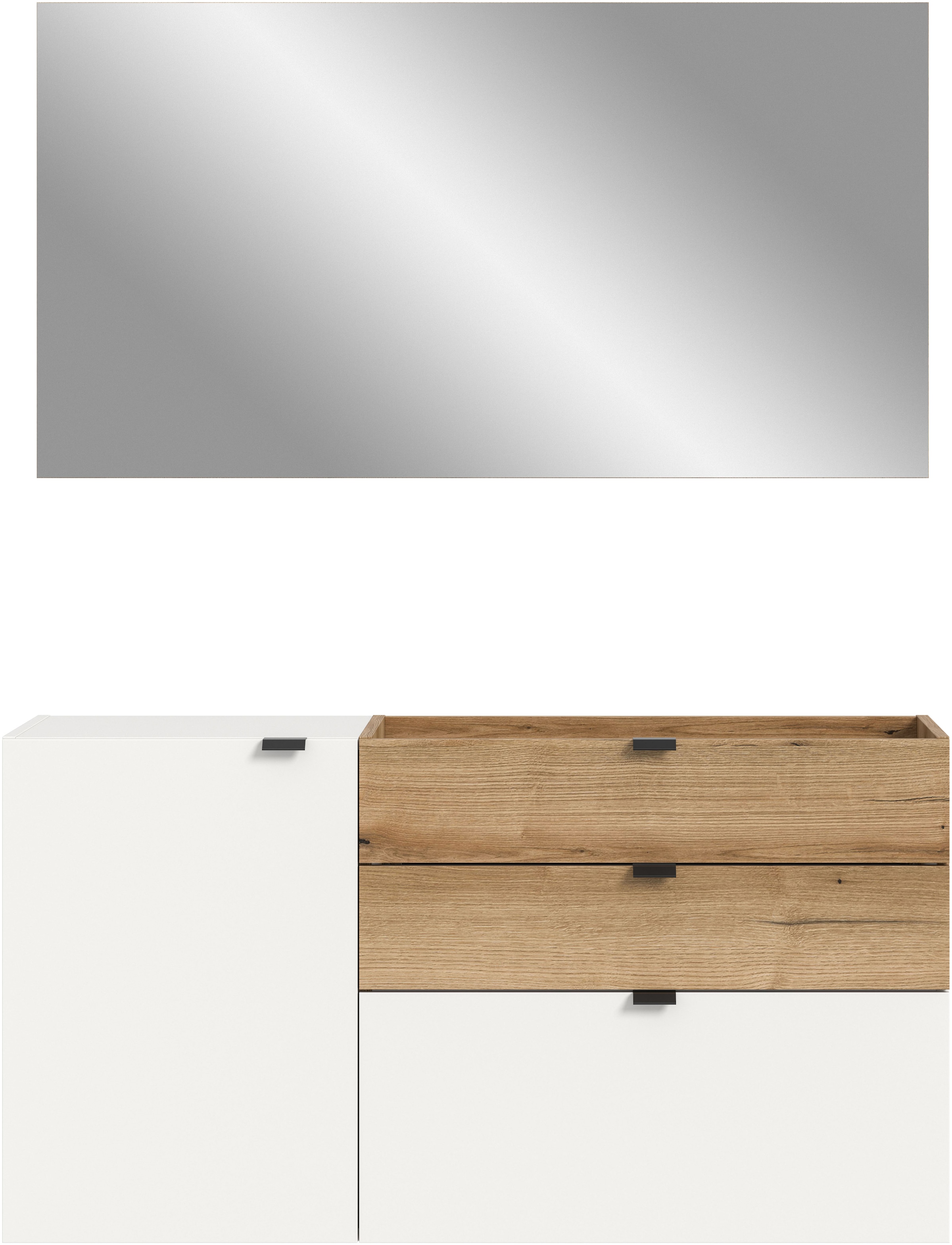 INOSIGN Garderoben-Set »Oran« Set, 2 Stk. tlg. Oran, Evoke Oak, weiß, Garderobenset, Spiegel, Schrank, Flurmöbel