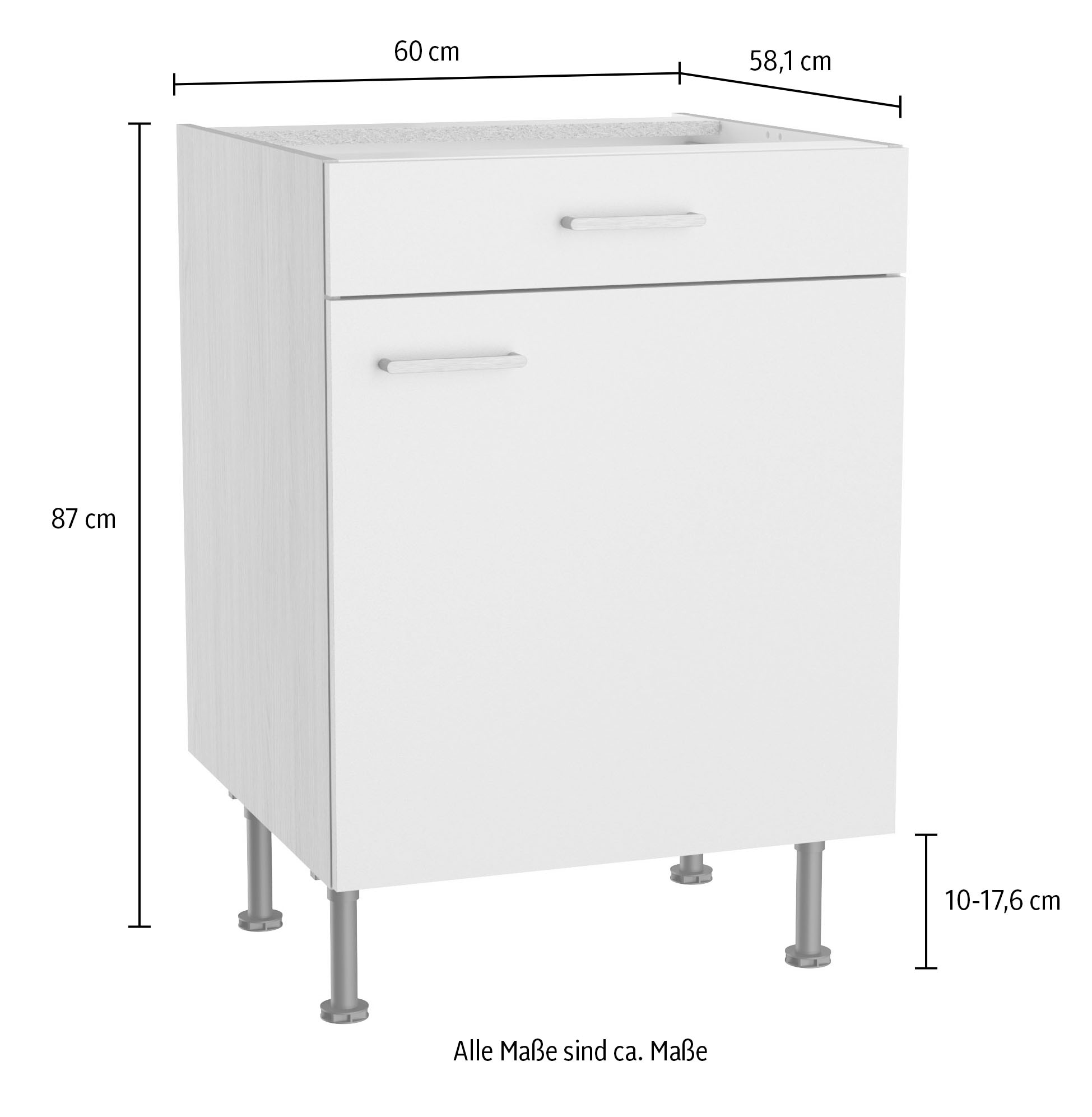 KOCHSTATION Unterschrank »KS-Lucy« Breite 60 cm, höhenverstellbare Füße, Soft-Close
