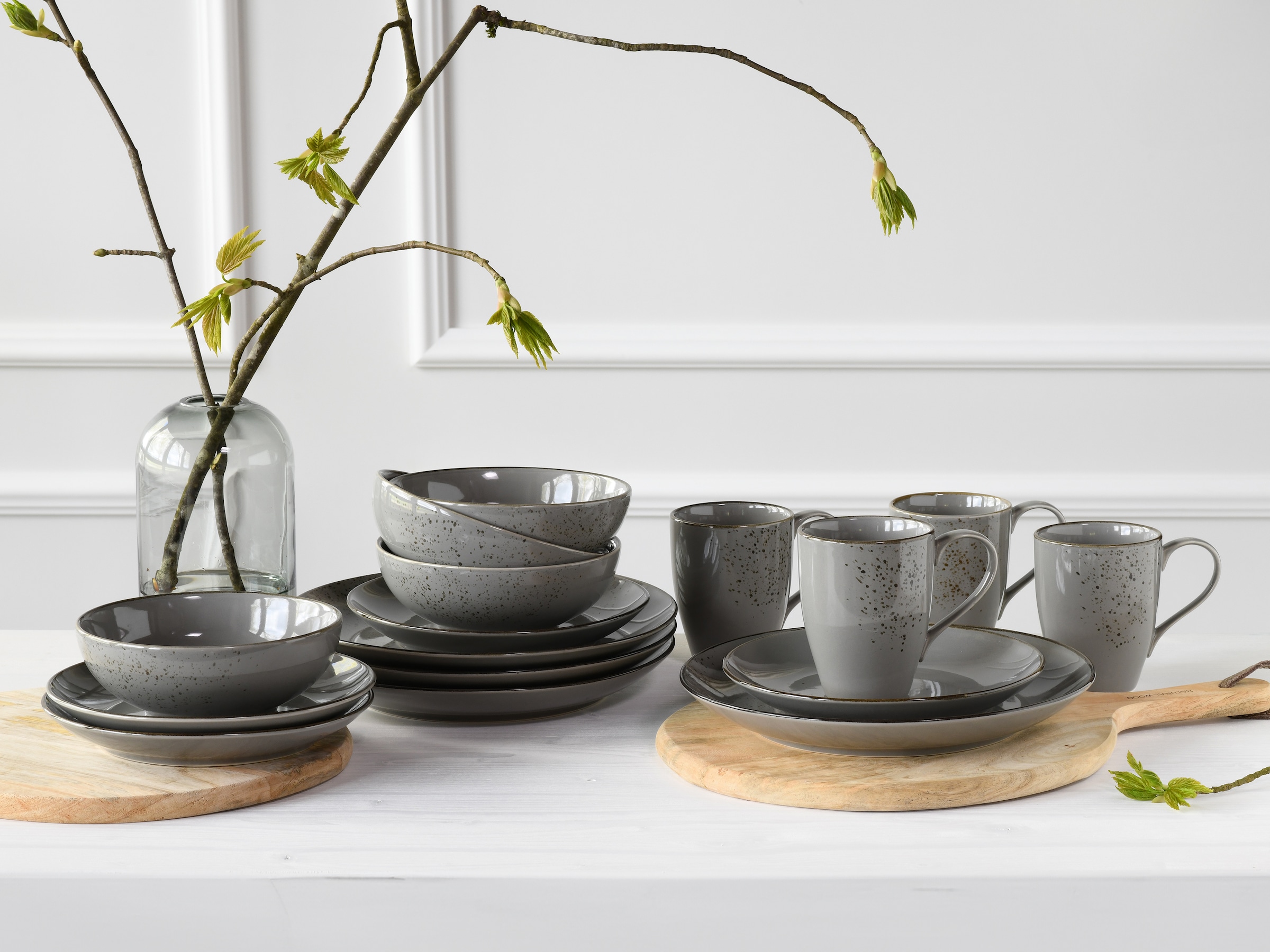 CreaTable Kombiservice »Nature Collection, Kombi-Service 16-tlg«, (Set, 16 tlg.), Handwerklicher Look, Vintage