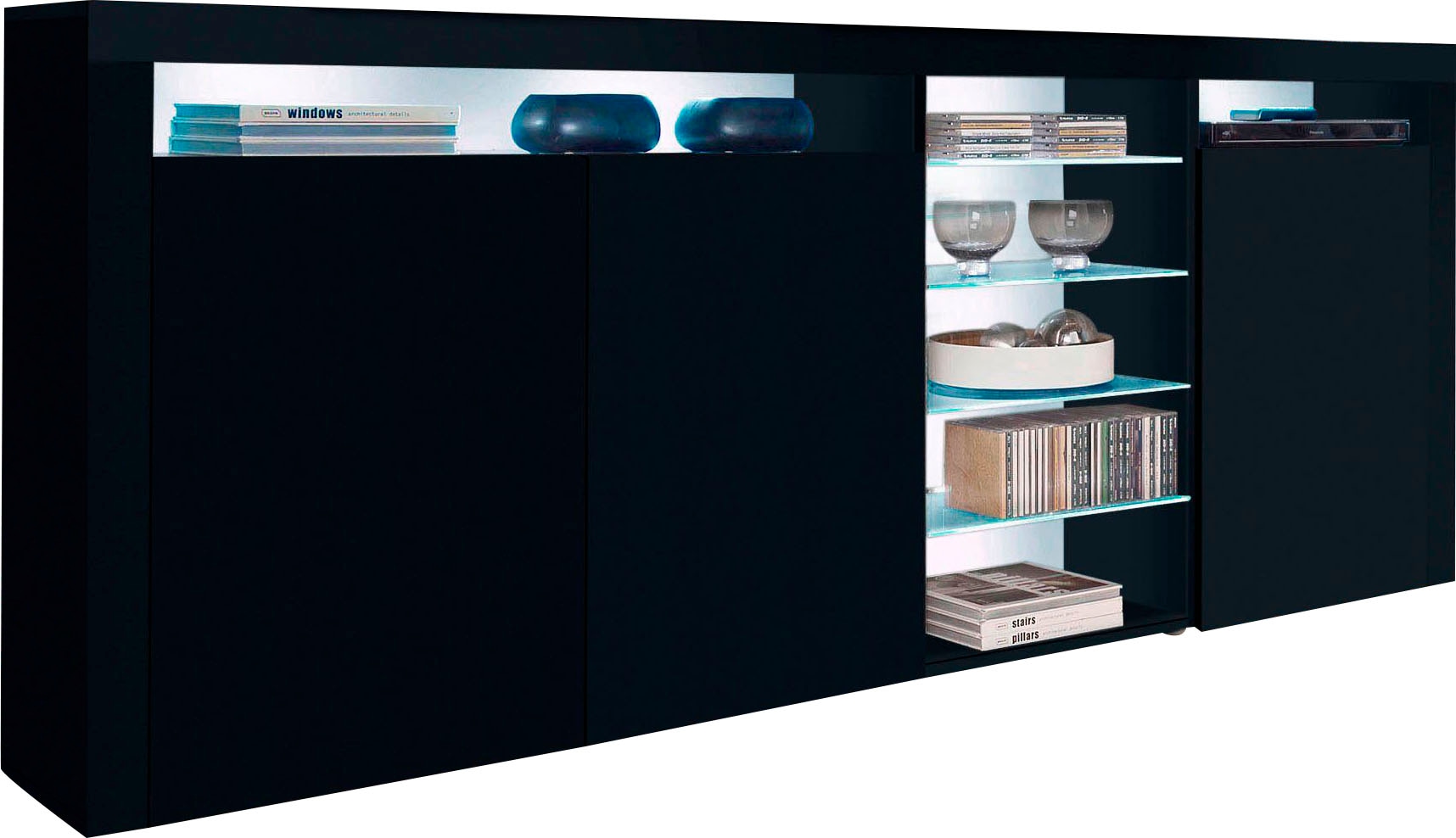 borchardt Möbel Highboard "Santa Fé, Sideboard mit eleganten Glasböden, Breite 200 cm" Breite 200 cm
