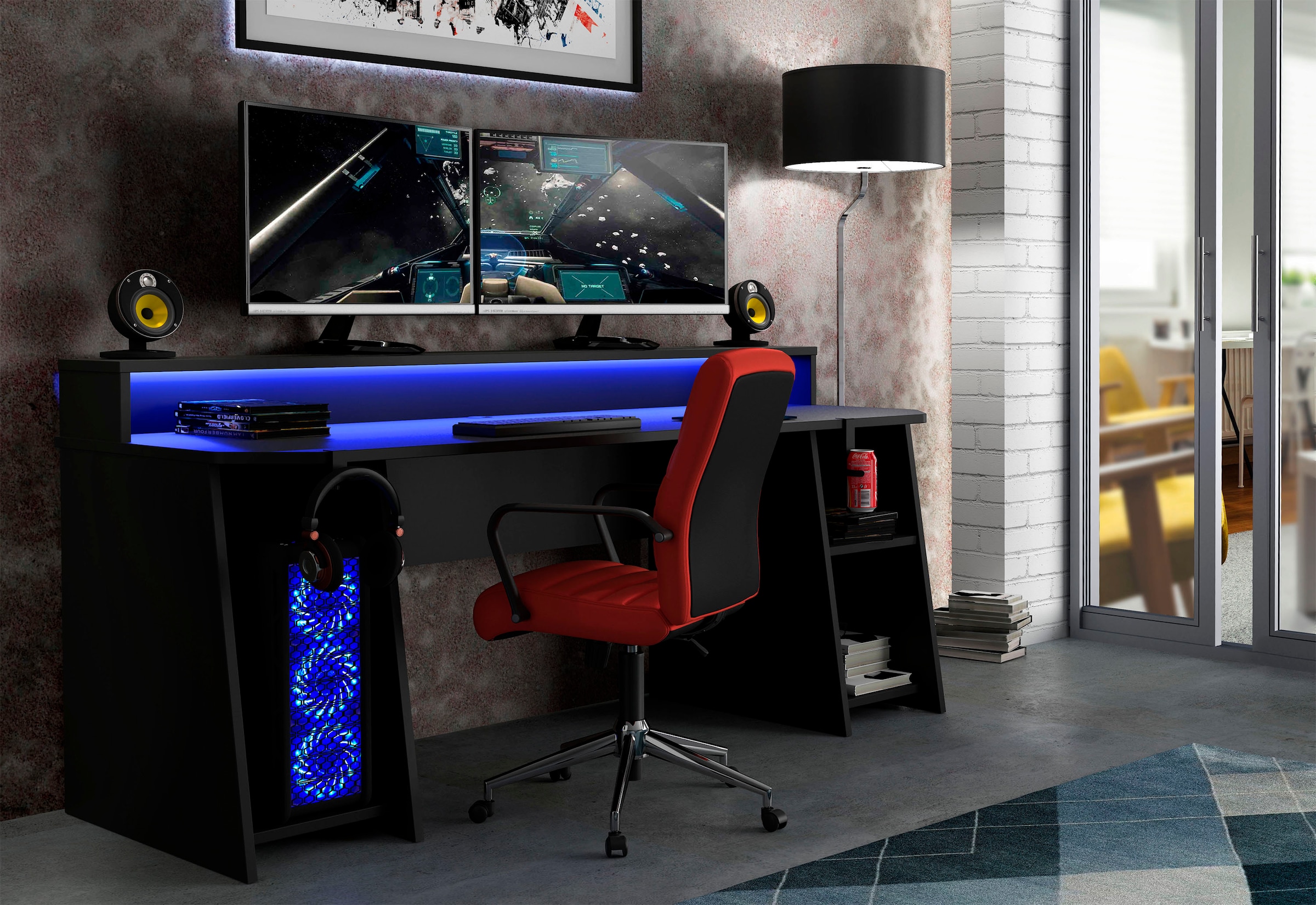 FORTE Gamingtisch »Tezaur«, mit RGB-Beleuchtung und Halterungen, Breite 200  cm bestellen