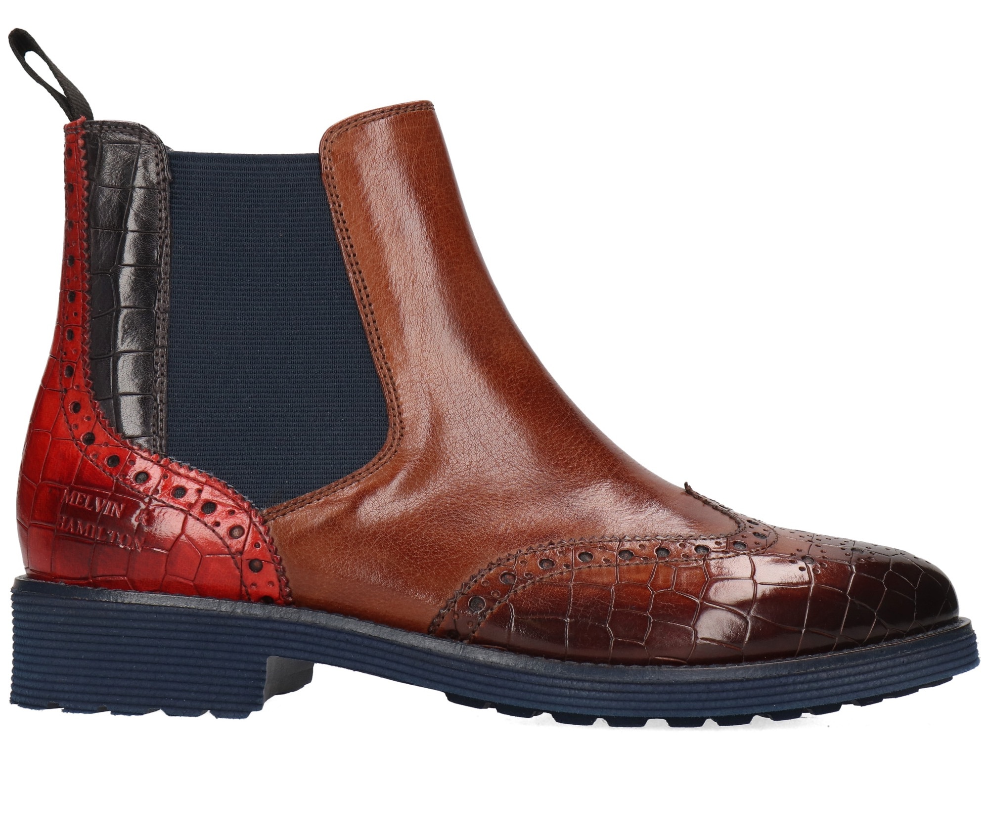 Melvin & Hamilton Chelseaboots »Selina 6 - vegetabil gegerbt«, Brogue, Anzugschuh, Stiefelette mit Lyralochung