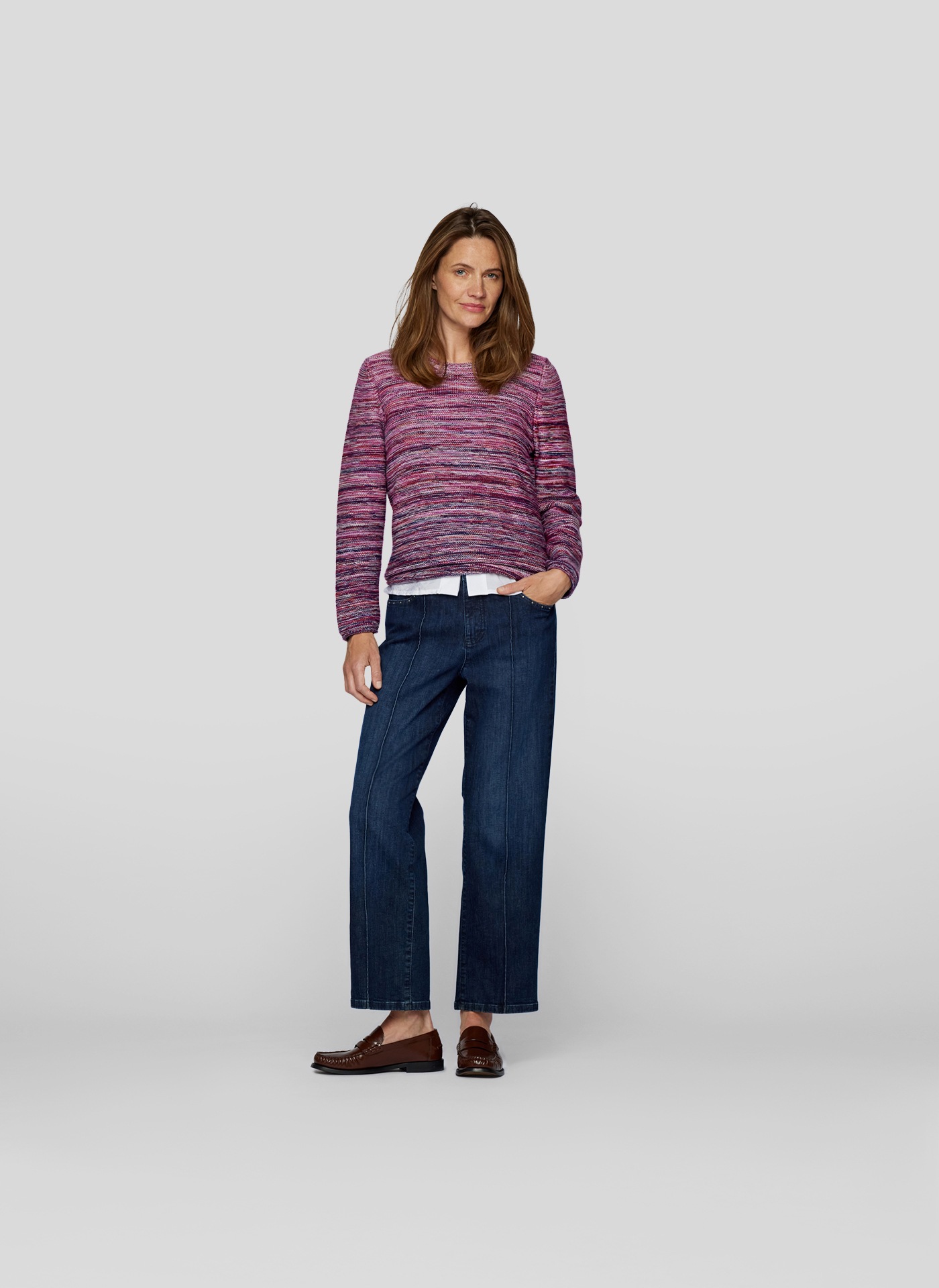 Rabe Strickpullover, in melierter Streifen-Optik