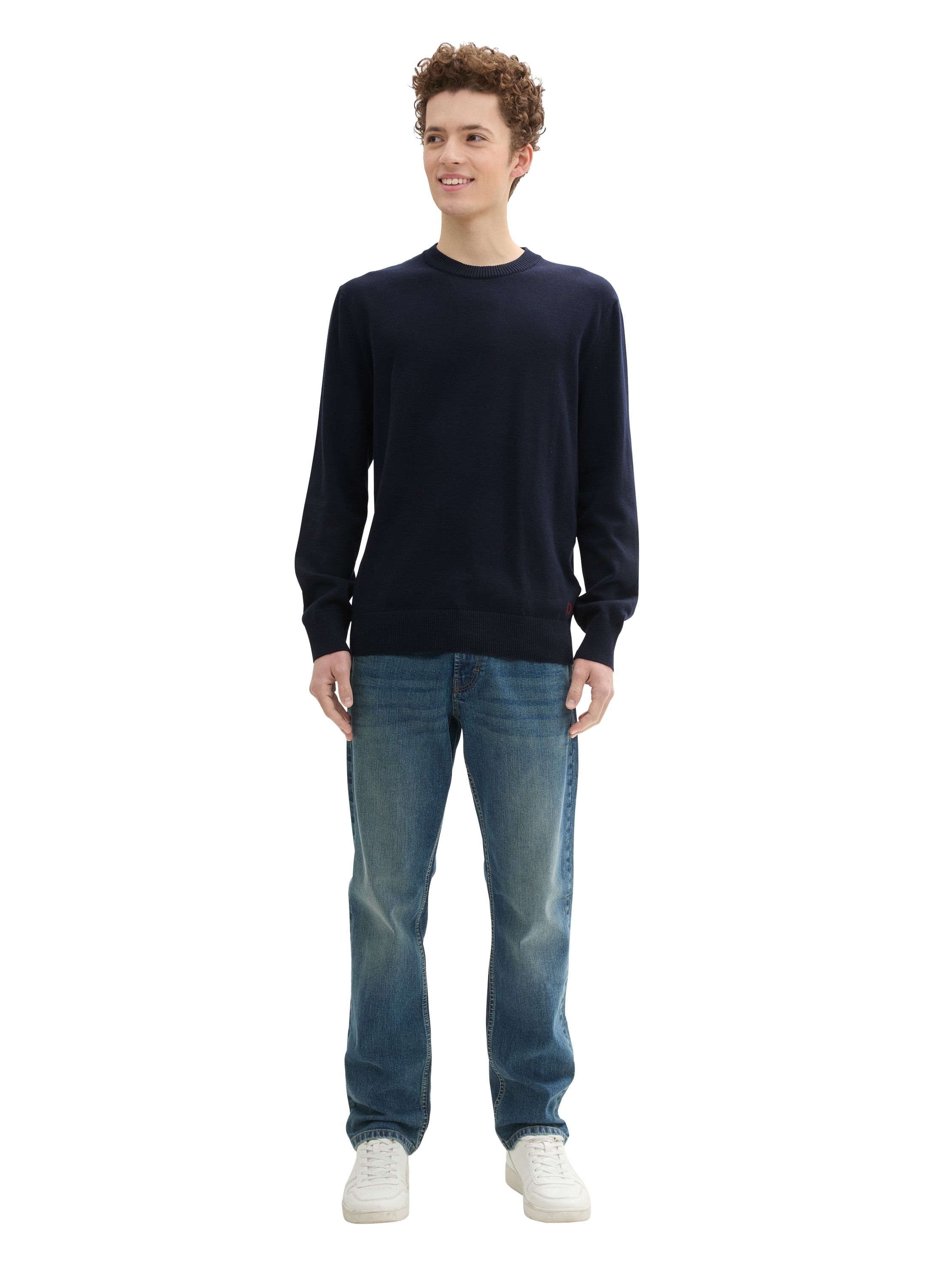 TOM TAILOR Denim Strickpullover, mit Rundhalsausschnitt