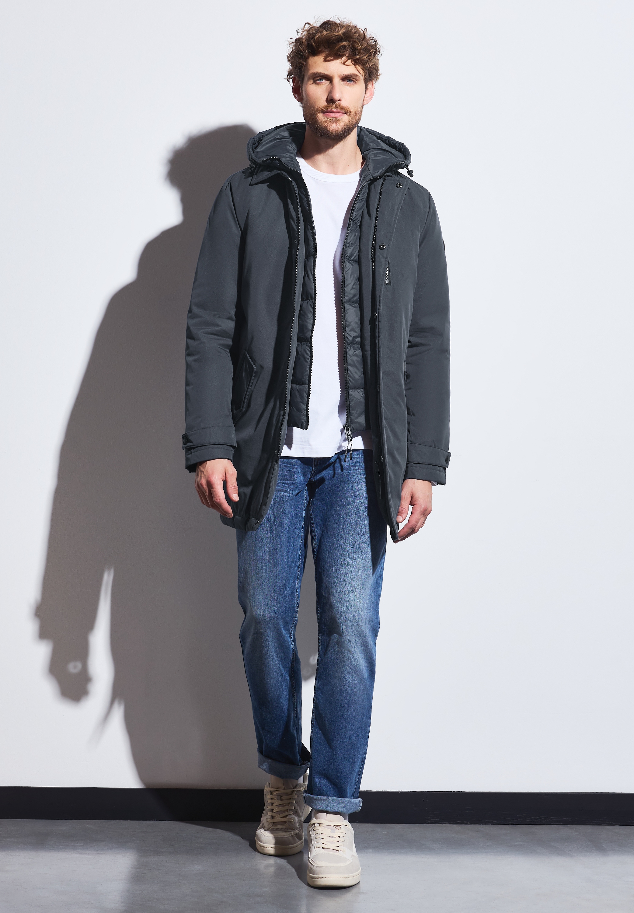 STREET ONE MEN Winterjacke, mit Kapuze, mit Kapuze