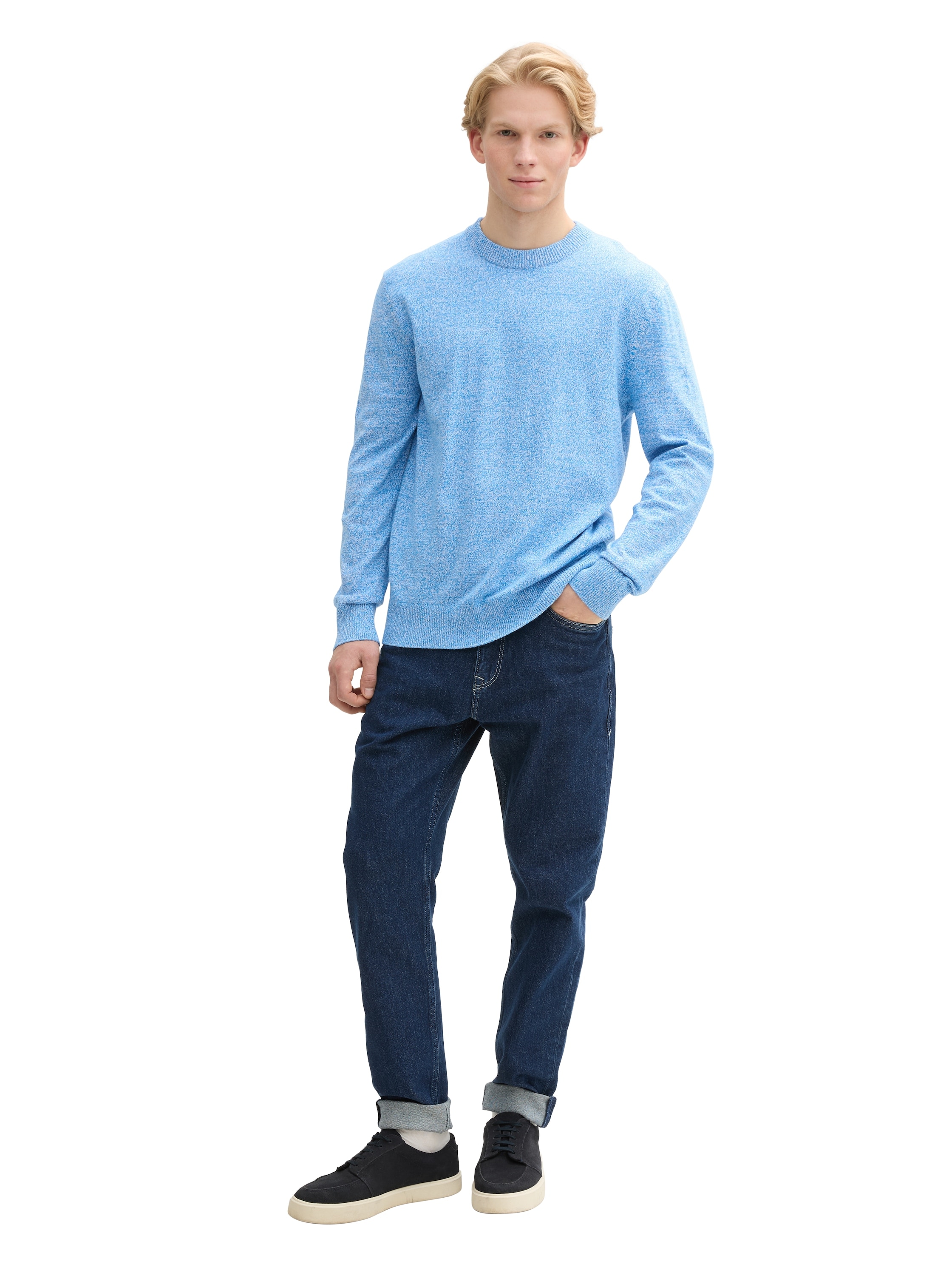 TOM TAILOR Denim Strickpullover, mit Rundhalsausschnitt