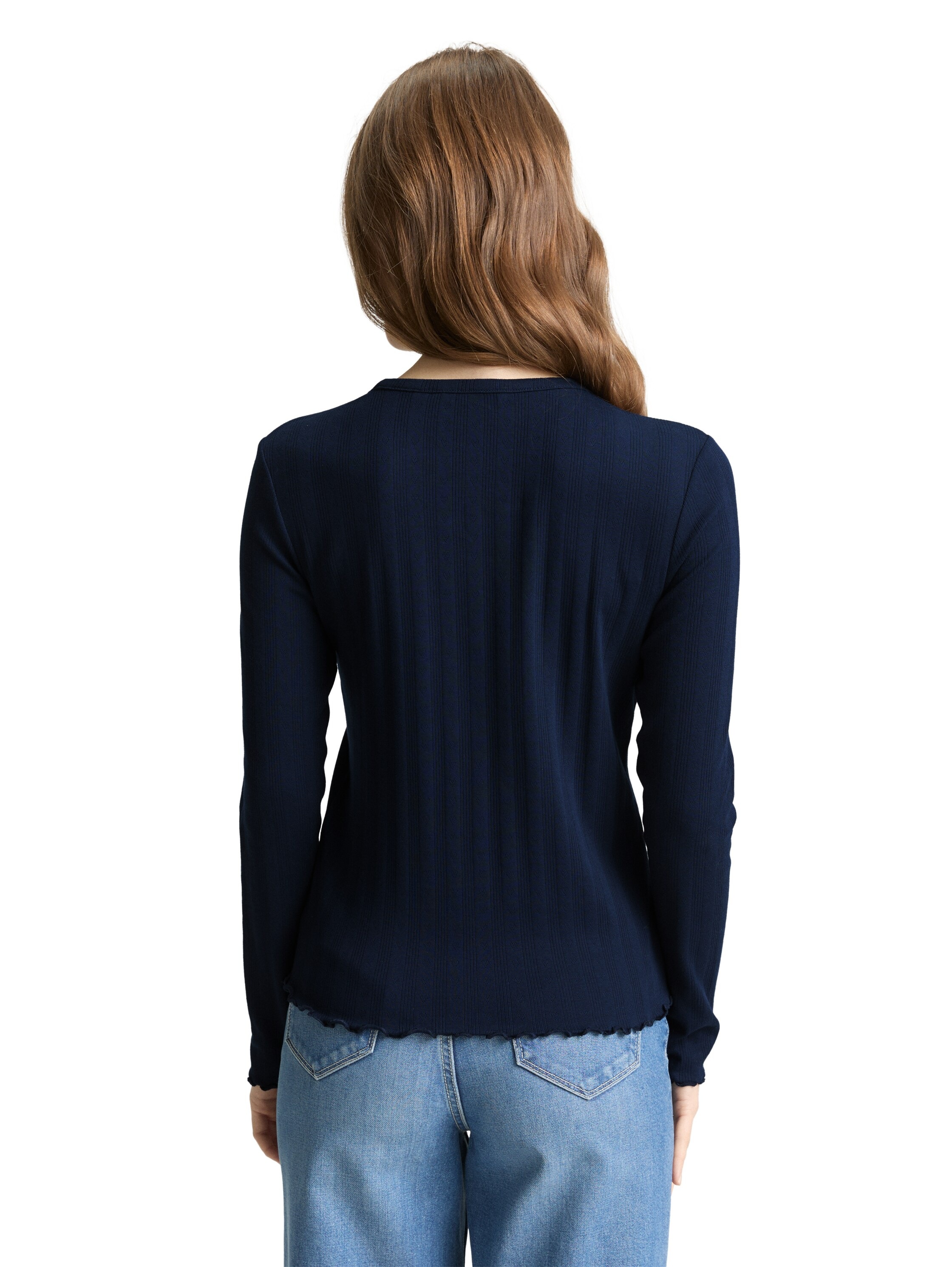 TOM TAILOR Denim Langarmshirt mit gewelltem Abschluss günstig online kaufen