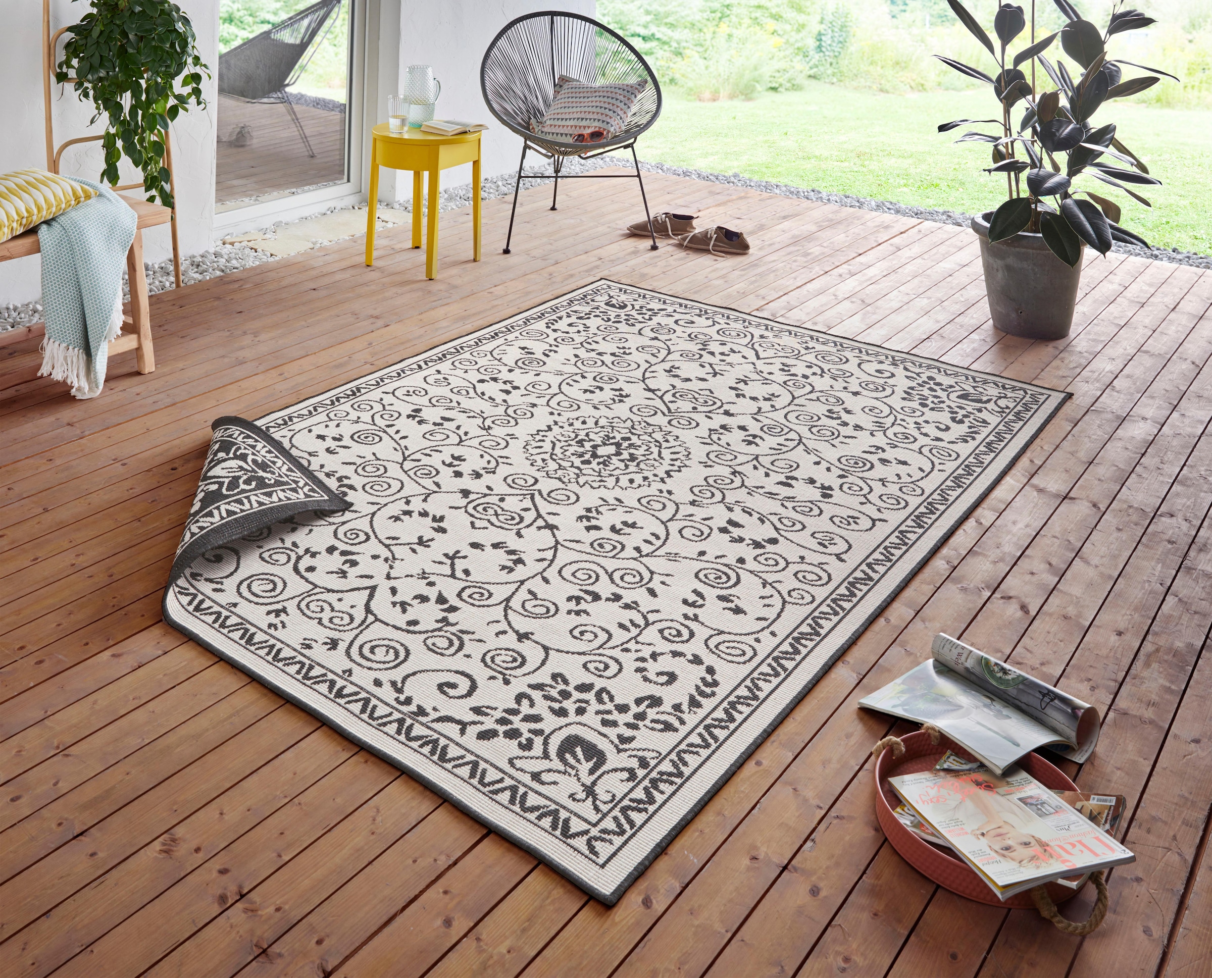 NORTHRUGS Teppich »LEYTE Teppich, Wetterfest, Outdoor, Vintage, In-& rechteckig, BAUR | Wohnzimmer Wendeteppich«, Garten, Balkon