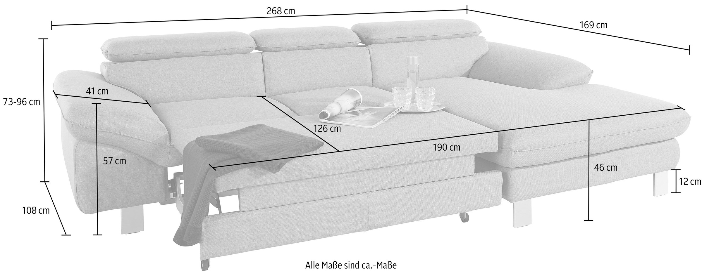 COTTA Ecksofa »Driver L-Form«, mit Kopfteilverstellung, wahlweise mit Bettfunktion