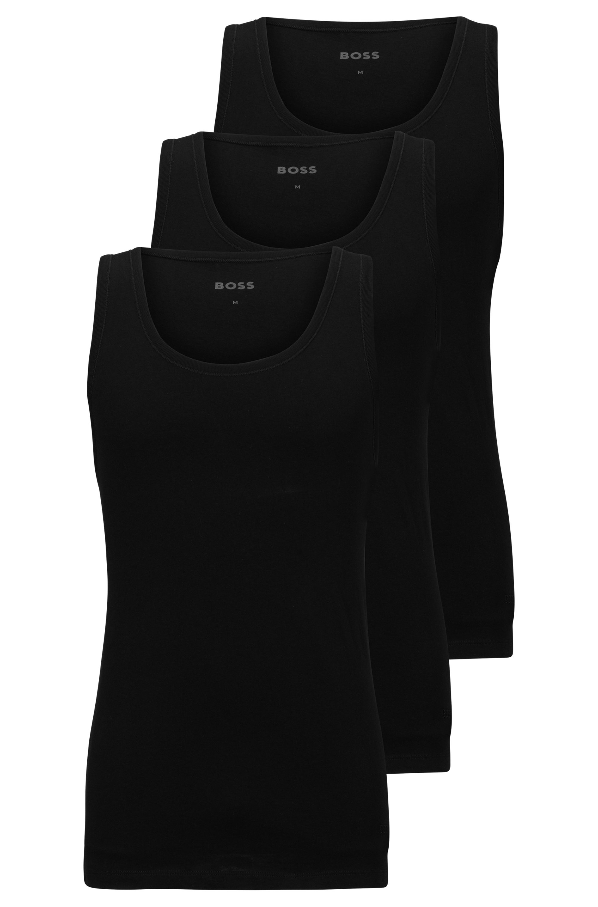 BOSS Unterhemd »Tank Top 3P CO«, (Packung, 3 St.), mit Rippbündchen