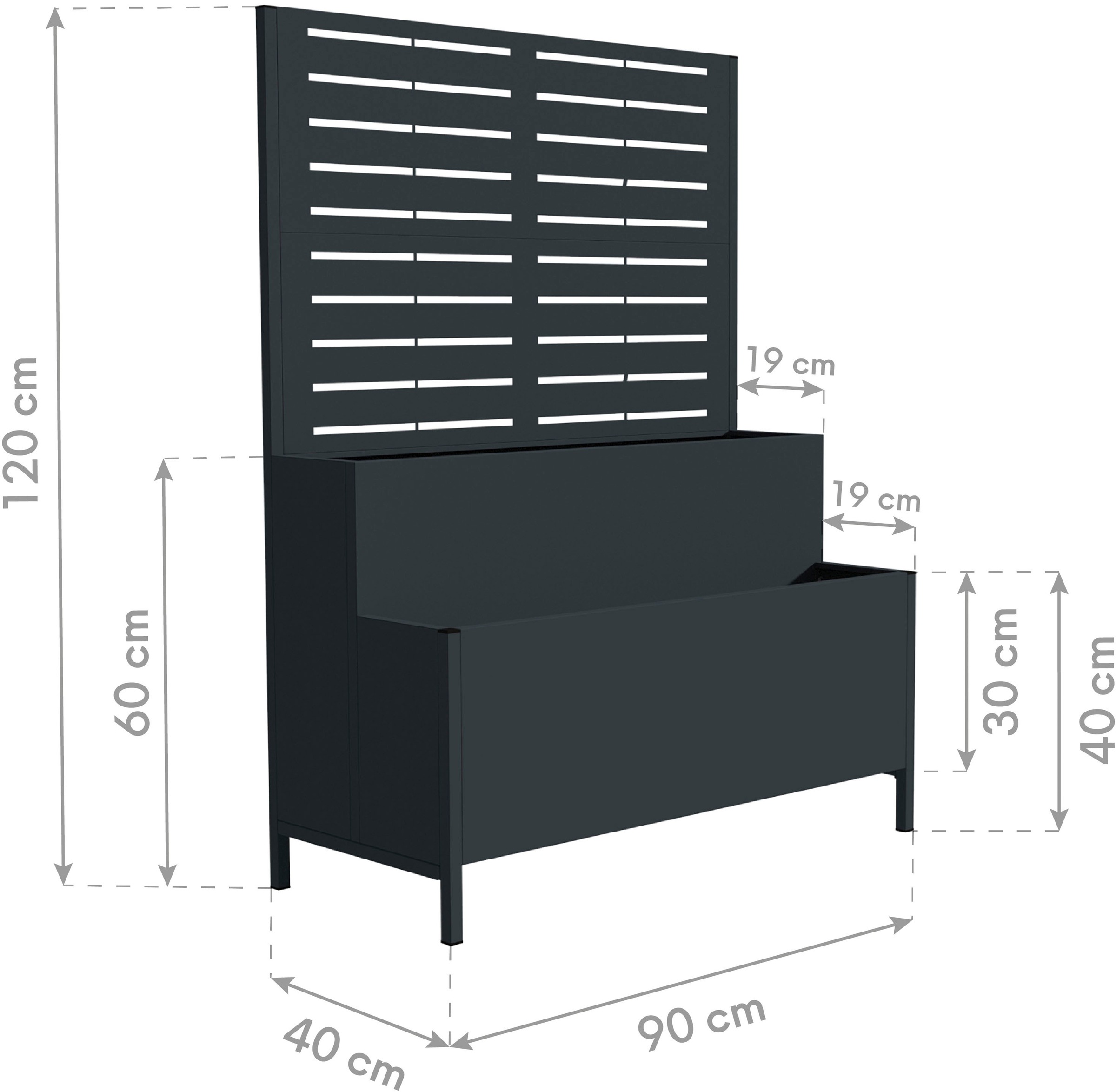 WESTMANN Pflanzkübel »Dekora 5« BxTxH: 90x40x120 cm, mit Rankgitter