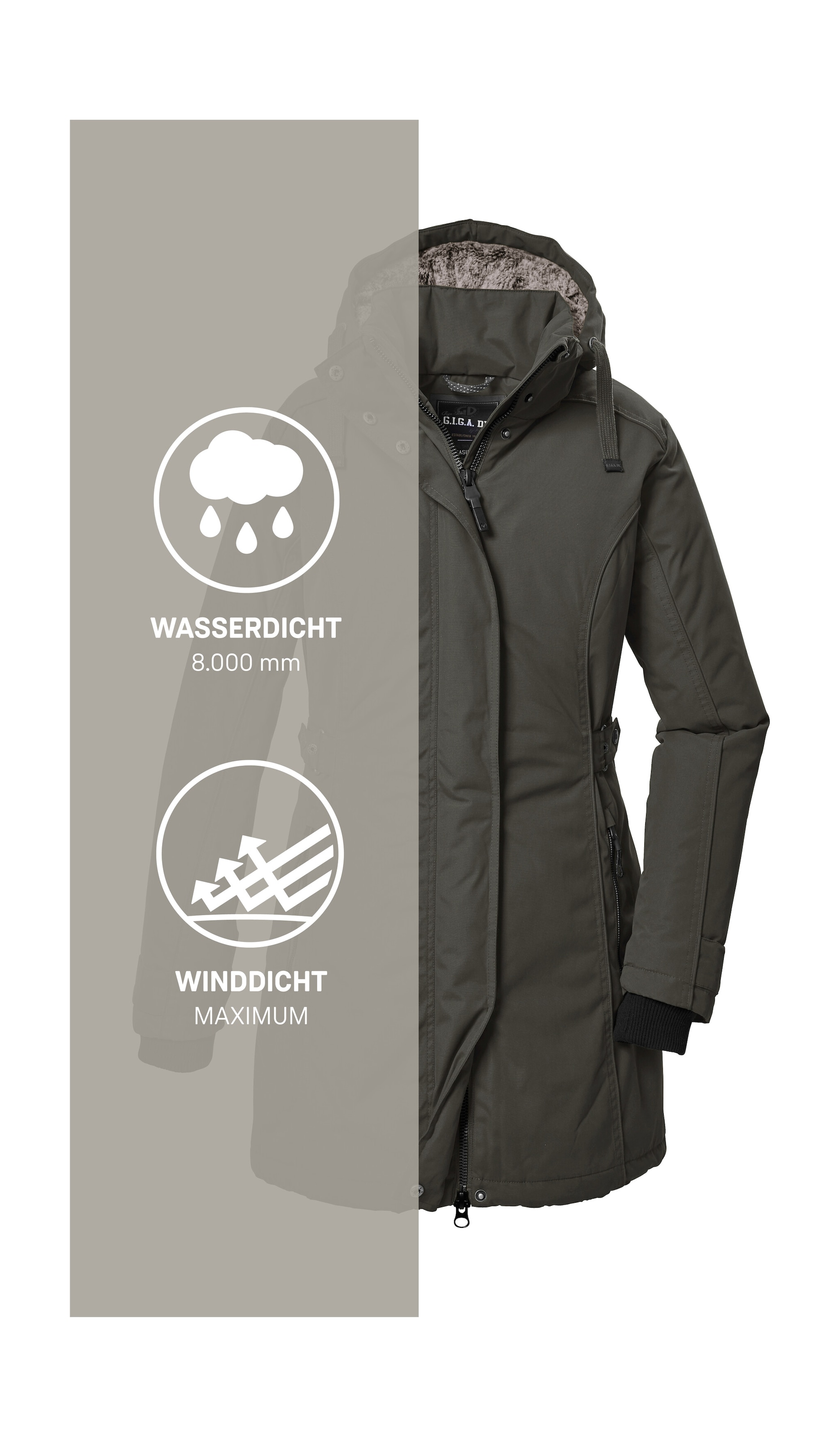 G.I.G.A. DX by killtec Parka »GW 70 WMN PRK«, Wind- und wasserdichter Damenparka, atmungsaktiv, mit Fleece.