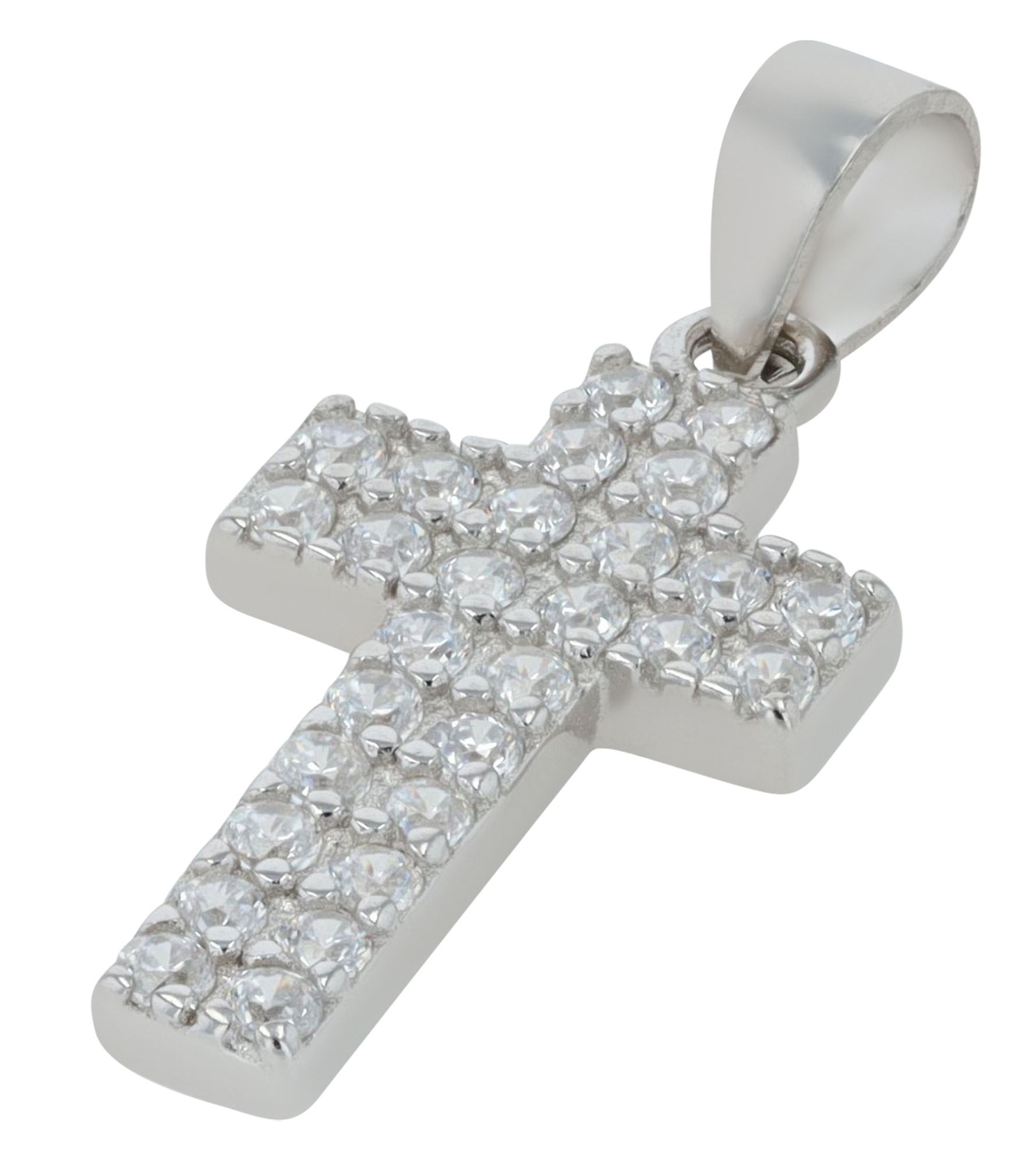 ADELIA ́S Damen Kettenanhänger "Damen Anhänger – Kreuz Kreuzanhänger aus 925 Silber mit Zirkonia", Silber 925 (Sterlingsilber)silber, Silber 925