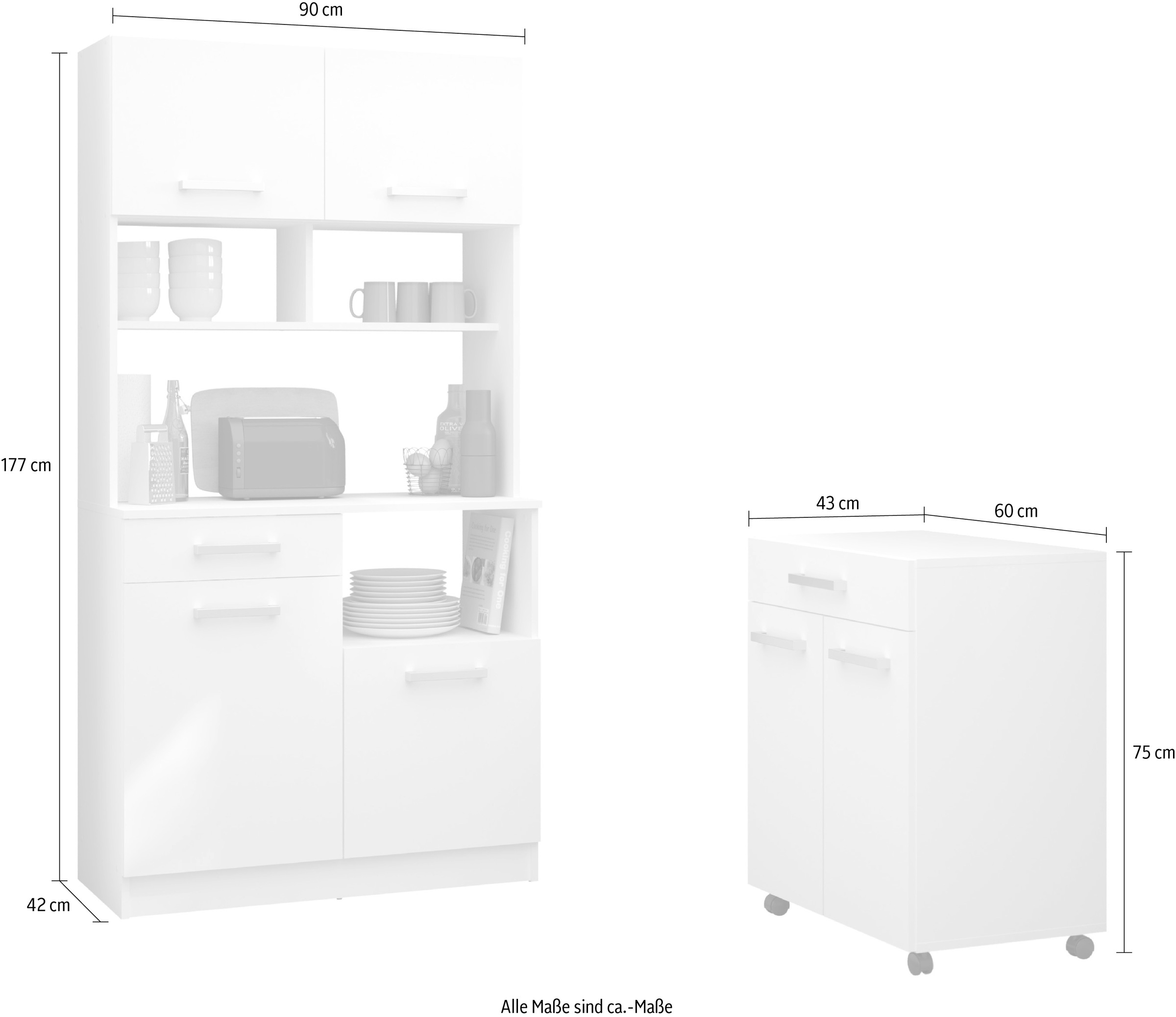 Parisot Schrank-Set »Uno 2«, (2 St.), melaminbeschichtet, praktisch und schön, viel Stauraum