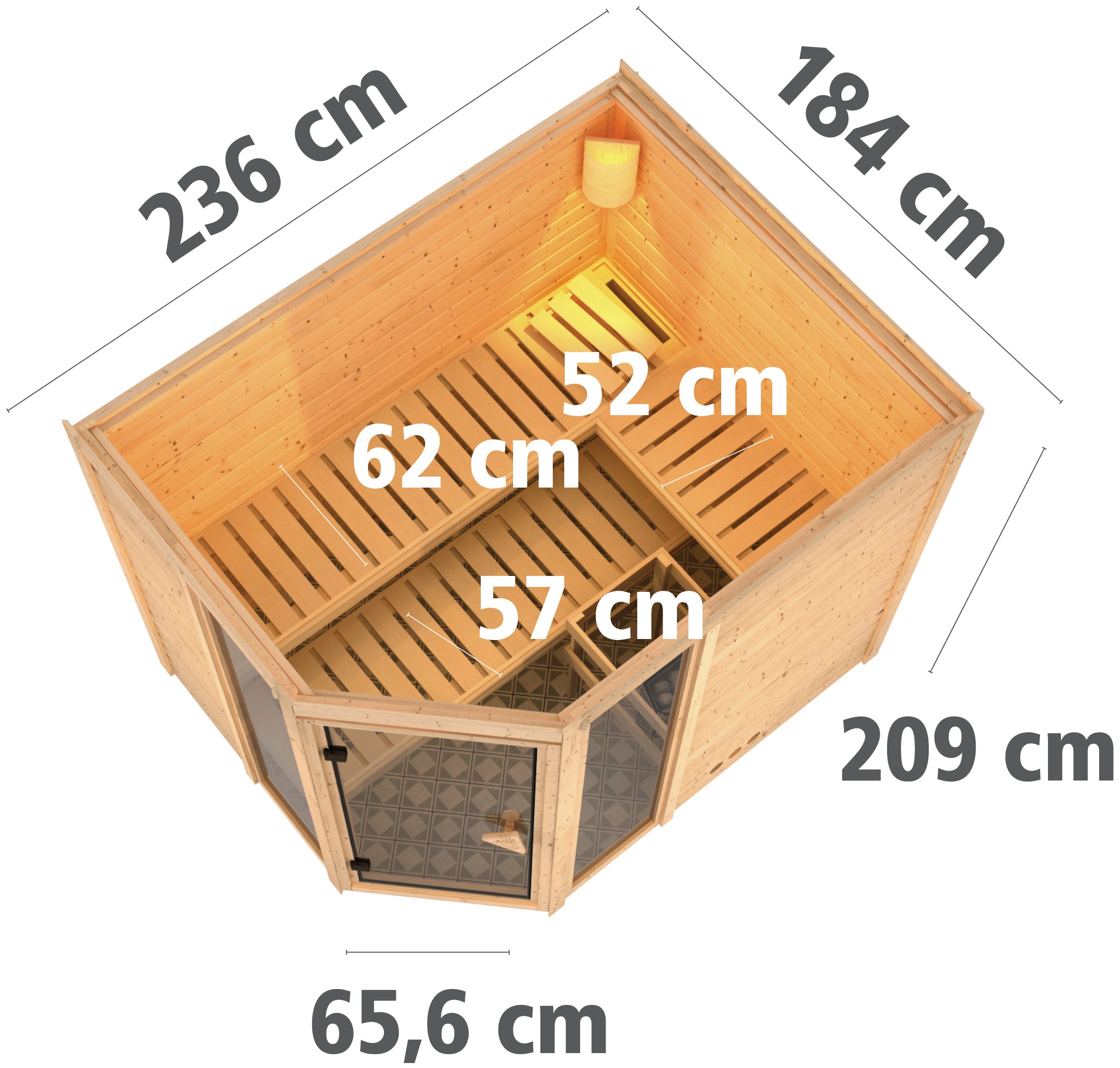 Karibu Sauna »Sina 3«, 9-kW-Bio-Ofen mit externer Steuerung