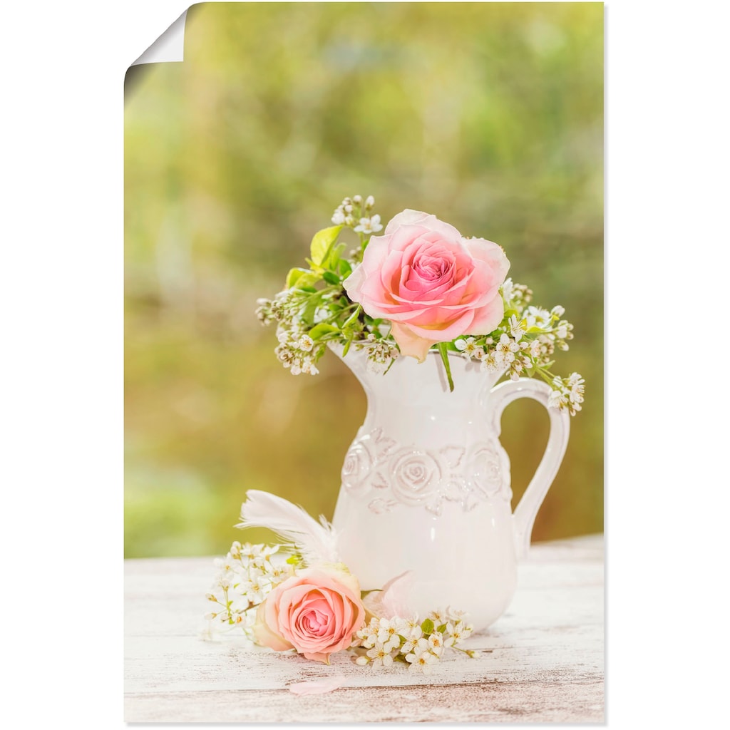 Artland Wandbild »Vintage Rosen in Vase«, Blumen, (1 St.)