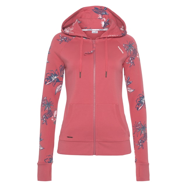 Hawaii-Look | BAUR NEUE online KOLLEKTION mit - Druck KangaROOS blumigem kaufen im Kapuzensweatjacke,