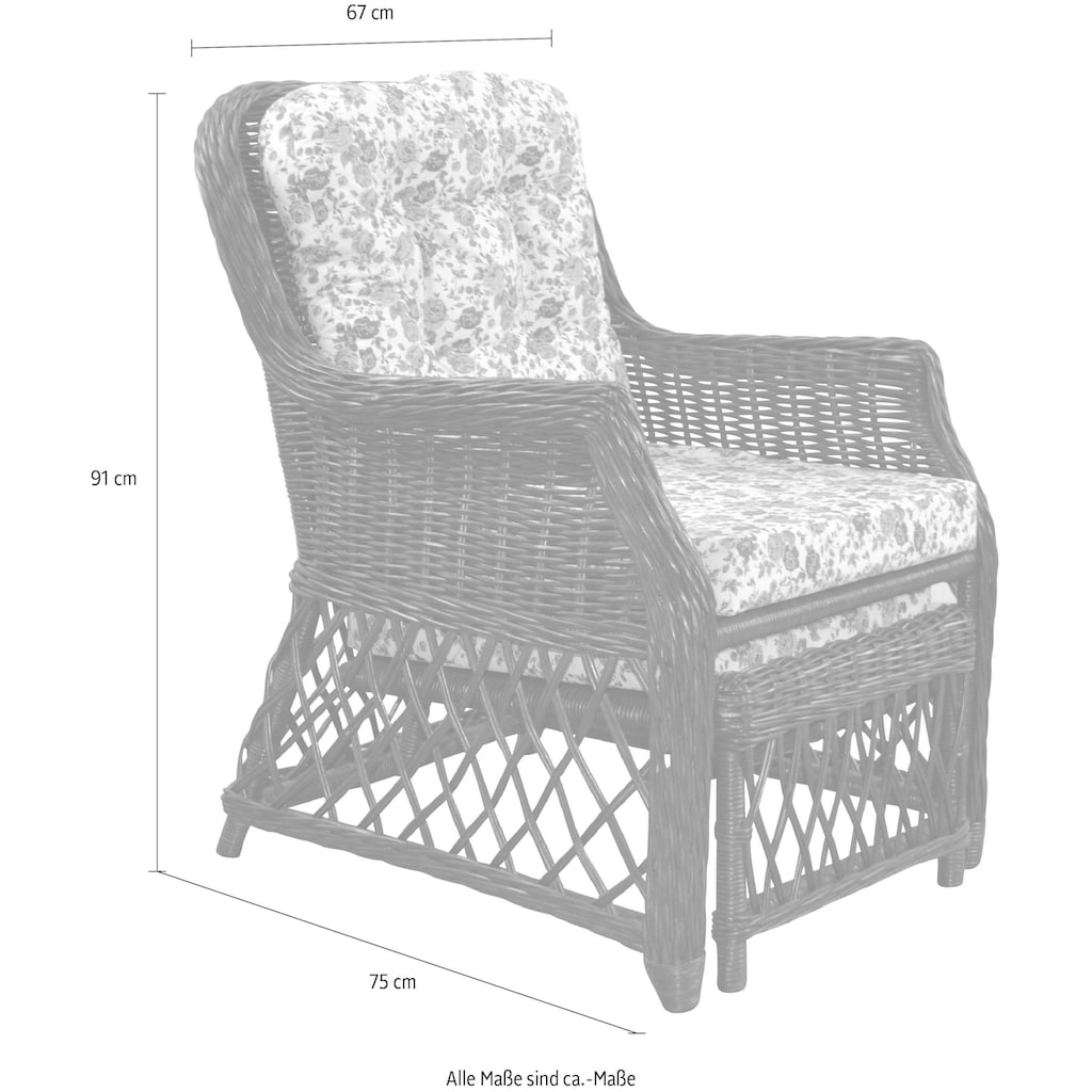 Home affaire Rattanstuhl, Handarbeit, Maße (B/T/H): (67/75/91)