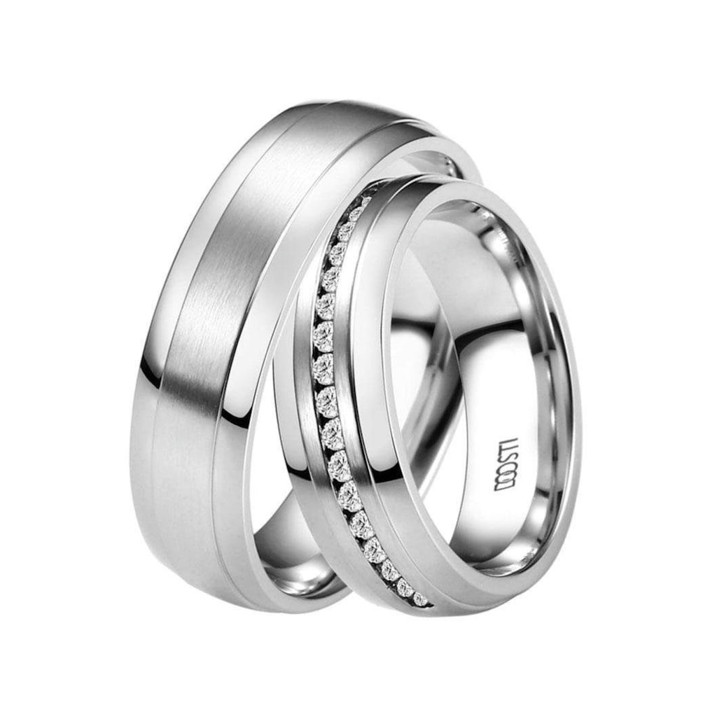 DOOSTI Trauring »Schmuck Geschenk Edelstahl Trauring Ehering Partnerring LIEBE«, Made in Germany - wahlweise mit oder ohne Zirkonia