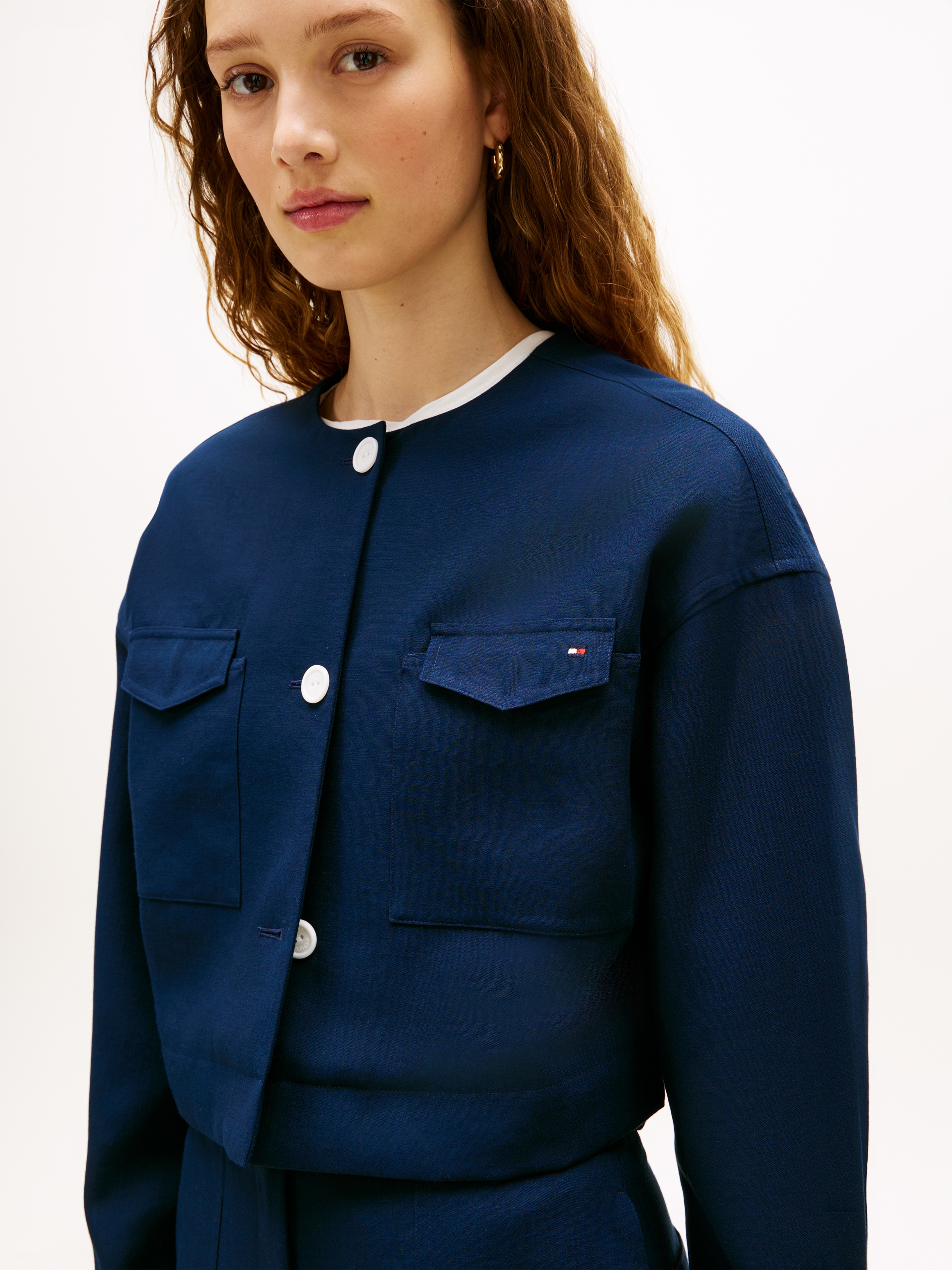 Tommy Hilfiger Kurzblazer »TAILORED UTILITY CROPPED JACKET« Boxy Fit, ohne Kragen