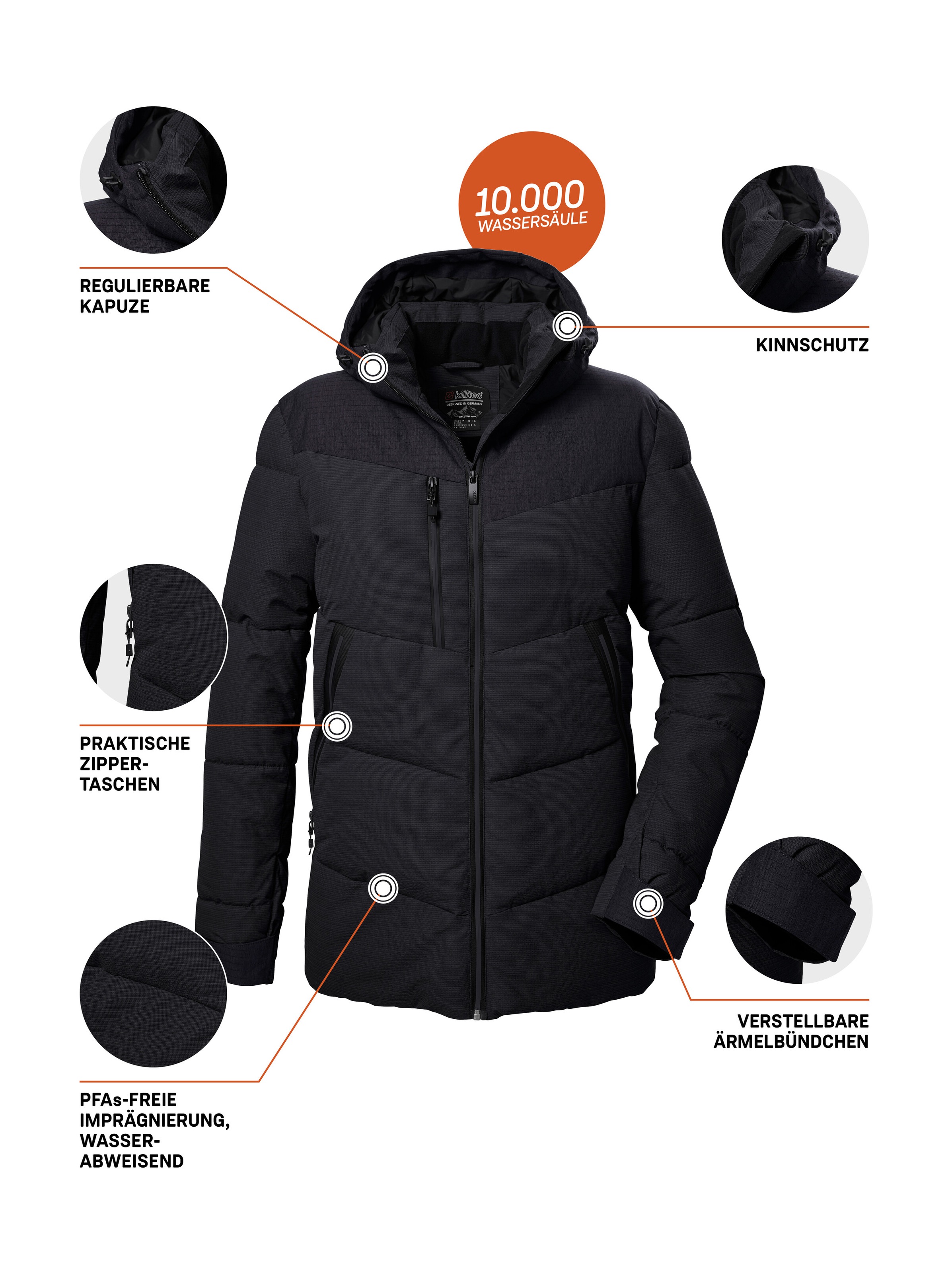 Killtec Steppjacke »KOW 306 MN QLTD JCKT«, Herren Steppjacke mit Kapuze, wasserabweisend, atmungsaktiv