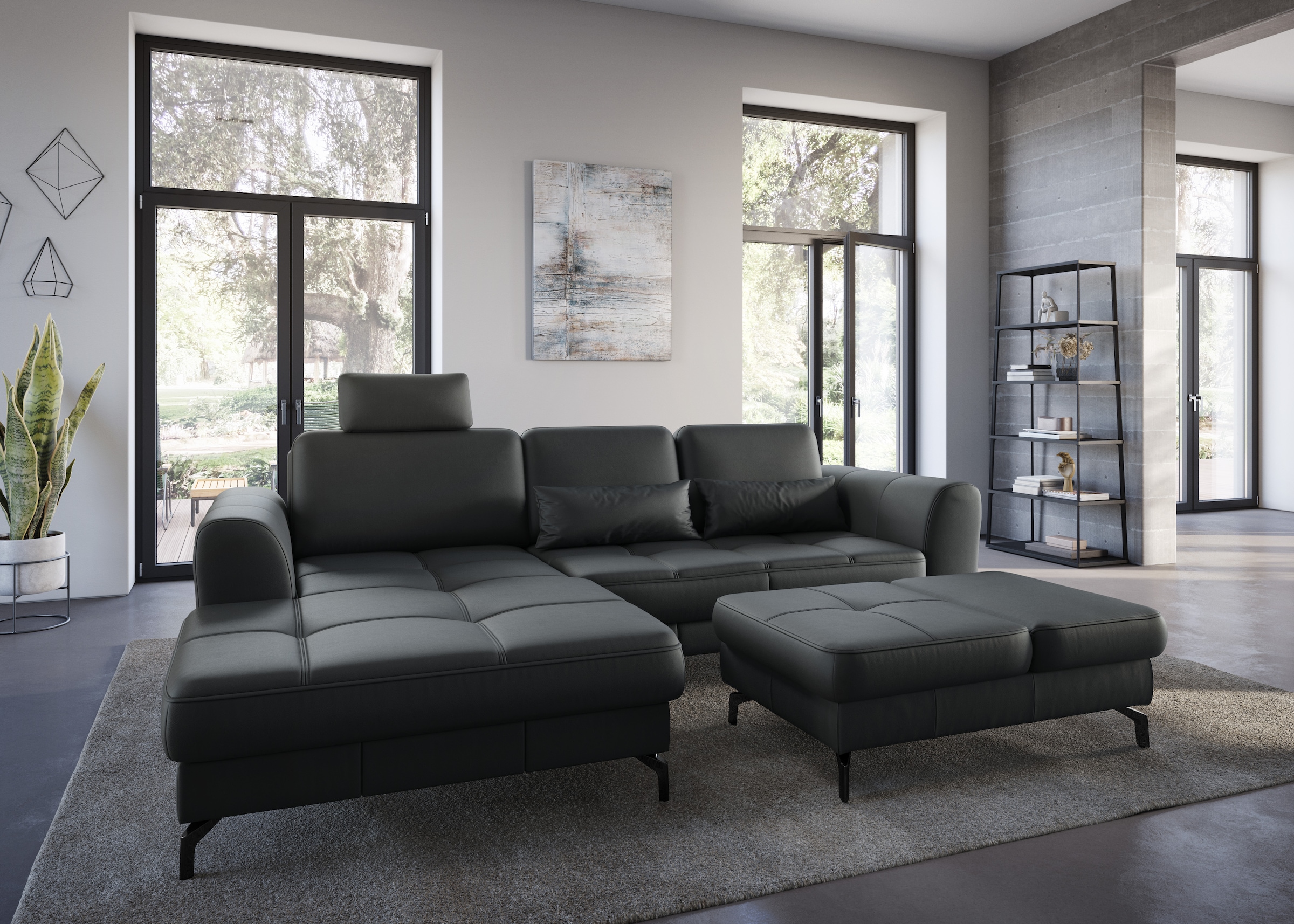 sit&more Ecksofa »Bendigo L-Form«, inklusive Sitztiefenverstellung, Bodenfreiheit 12 cm, in 2 Fußfarben