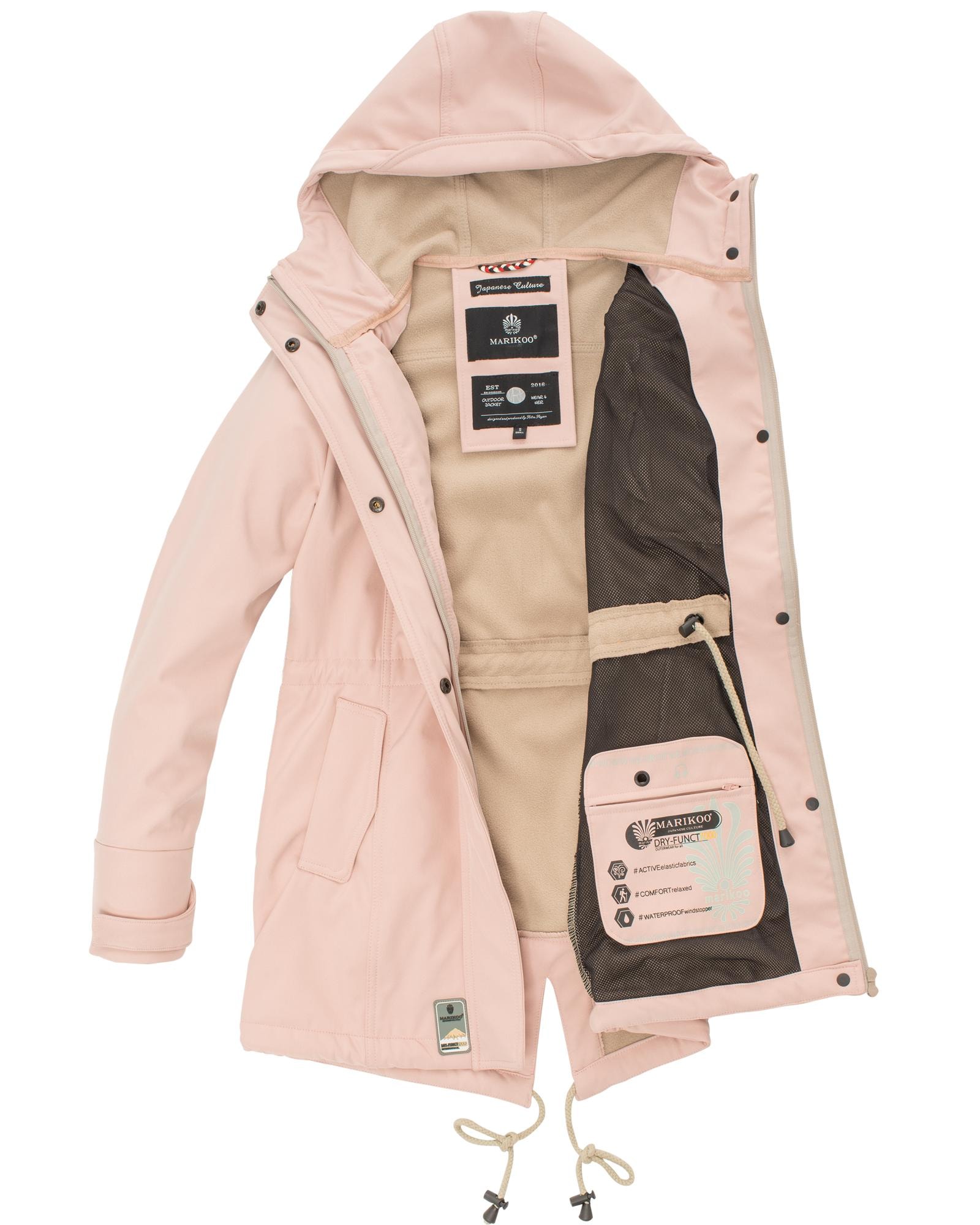 Marikoo Funktionsmantel »Zimtzicke«, Wasserdichter Softshell Parka mit Kapuze