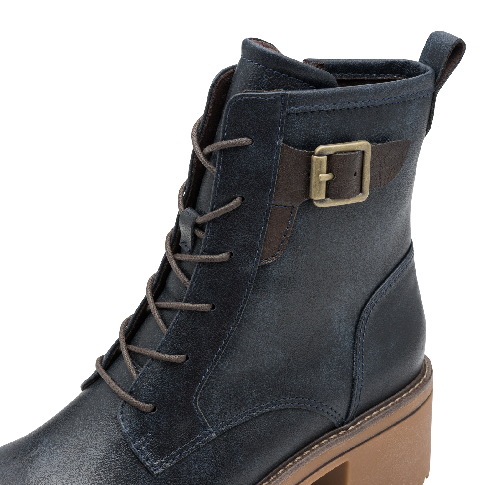 MARCO TOZZI Winterboots, Blockabsatz, Schnürboots, Stiefelette mit Kontrast-Rahmennaht