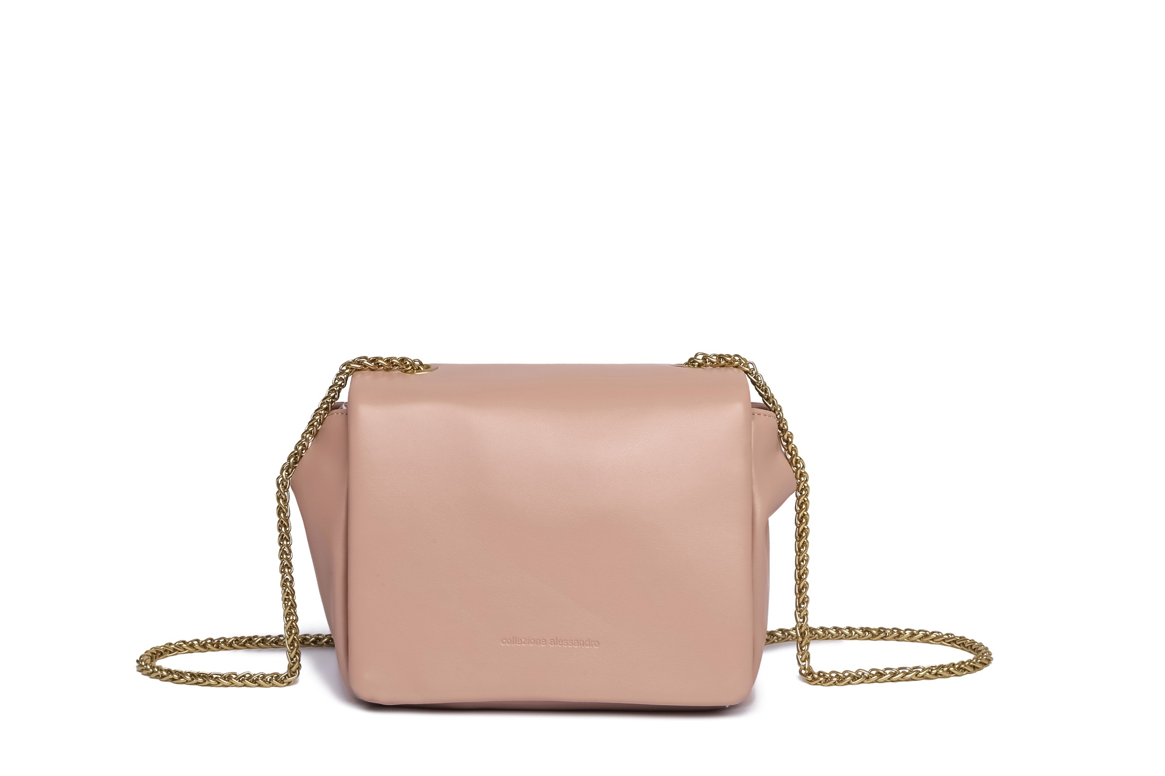 Umhängetasche "Pyramide", Damen, Gr. B/H/T: 19cm x 19cm x 11cm onesize, rosa, Polyurethan (PU), COLLEZIONE ALESSANDRO, Taschen Umhängetasche, aus softem Material und zarter Kette 3