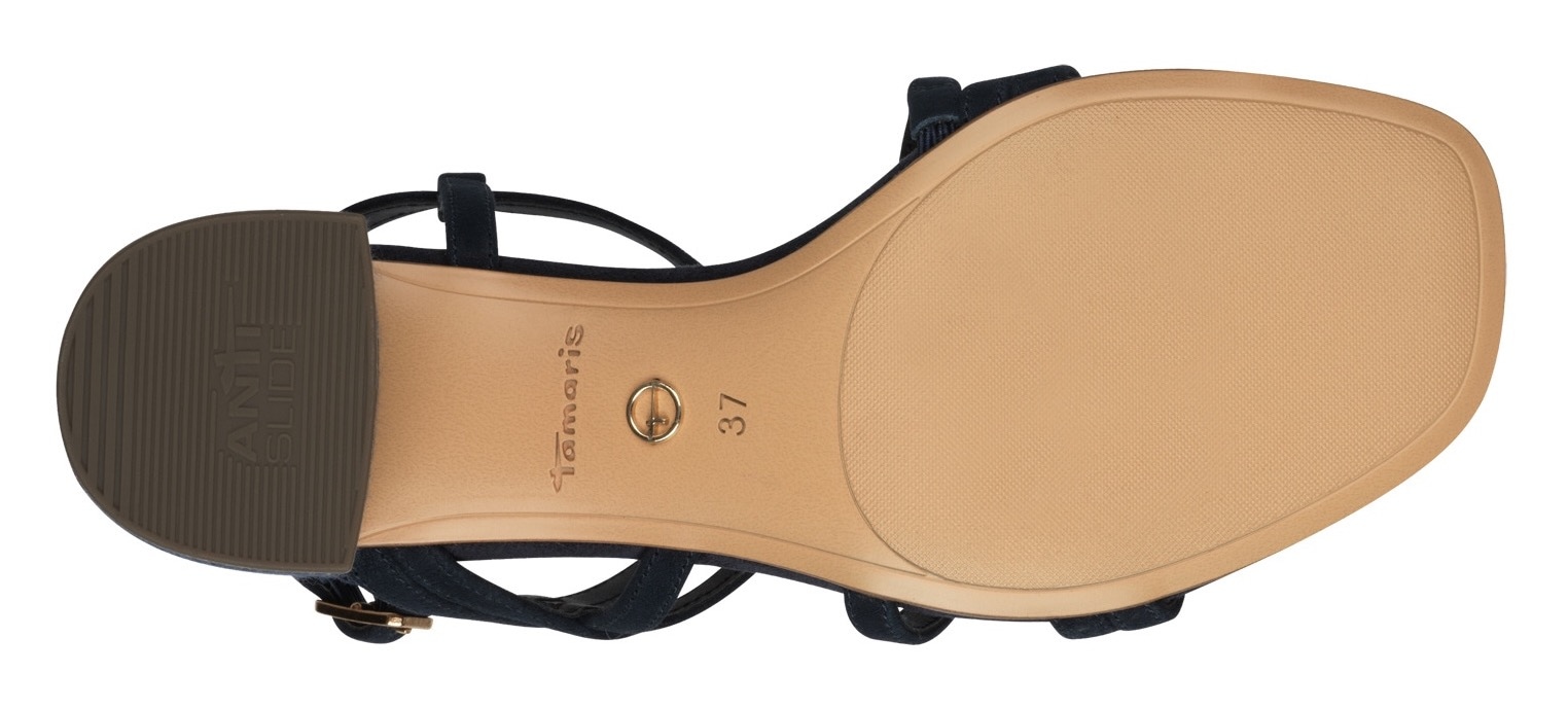 Tamaris Sandalette, Blockabsatz, Abendschuh, Sommerschuh mit verstellbarer Schnalle