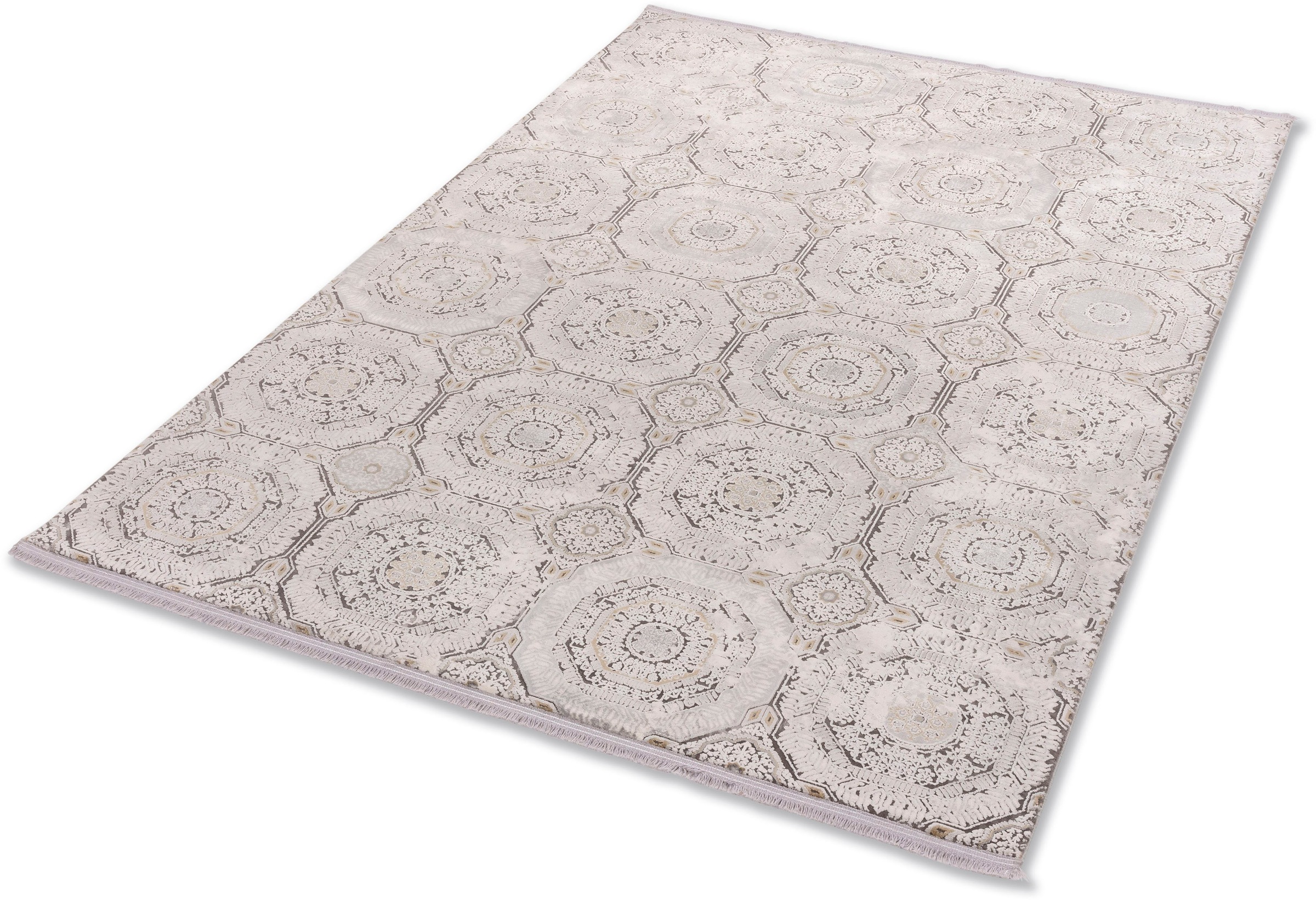 Teppich ASTRA "Gravina 232", beige, B:200cm H:8mm L:290cm, Kunstfaser, Viskose, Teppiche, Teppich, seidiger Schimmer durch Viskose, Hoch Tief Struktur, Wohnzimmer