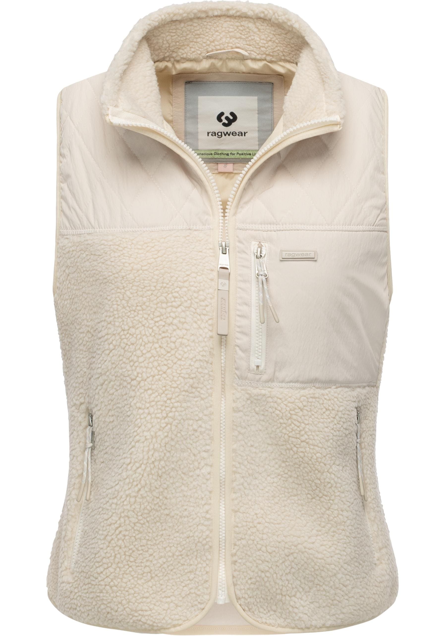Ragwear Plüschweste »Junkin Bonded«, warme Damen Weste aus Materialmix mit Teddy-Fleece