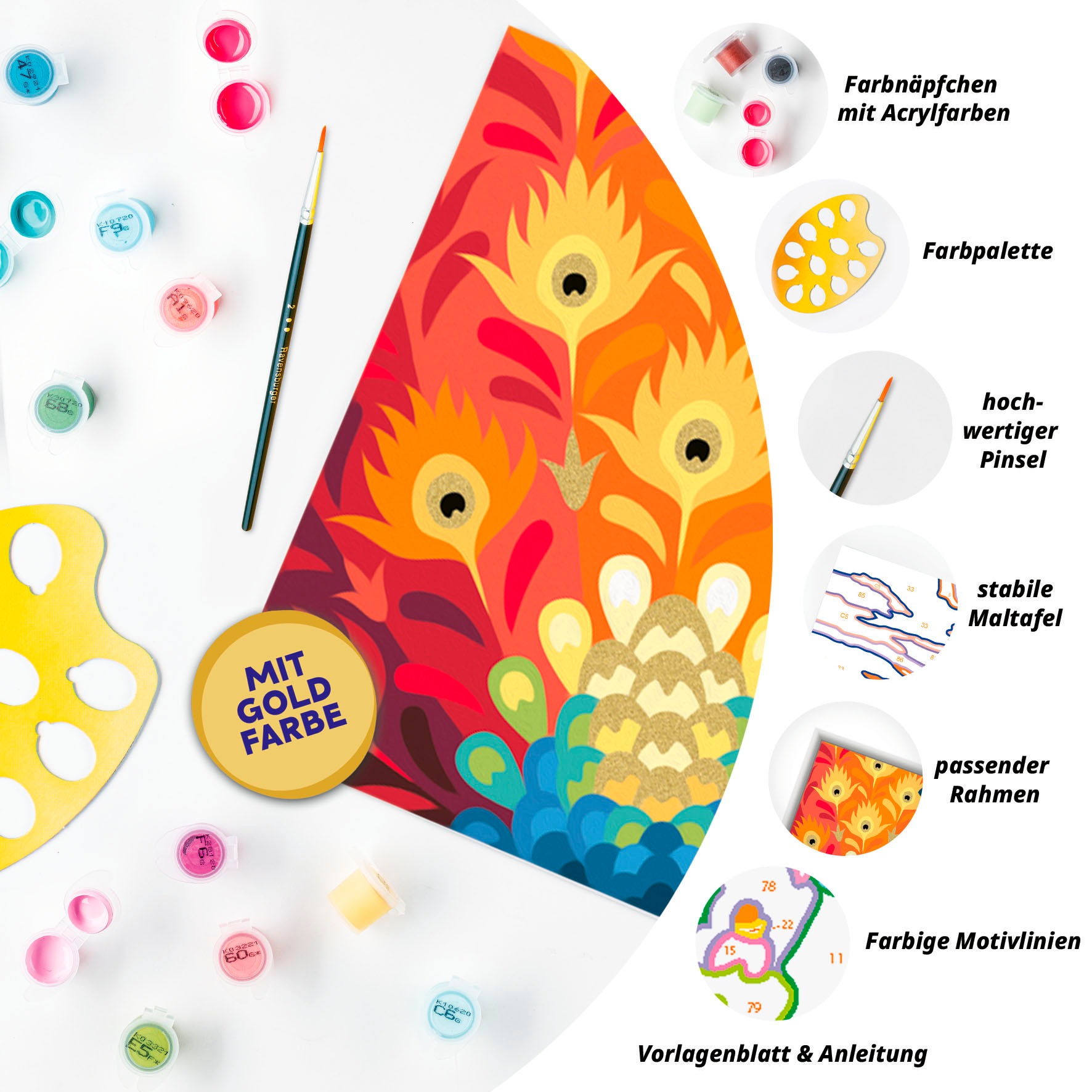 Ravensburger Malen nach Zahlen »CreArt, Stolzer Pfau«, Made in Europe