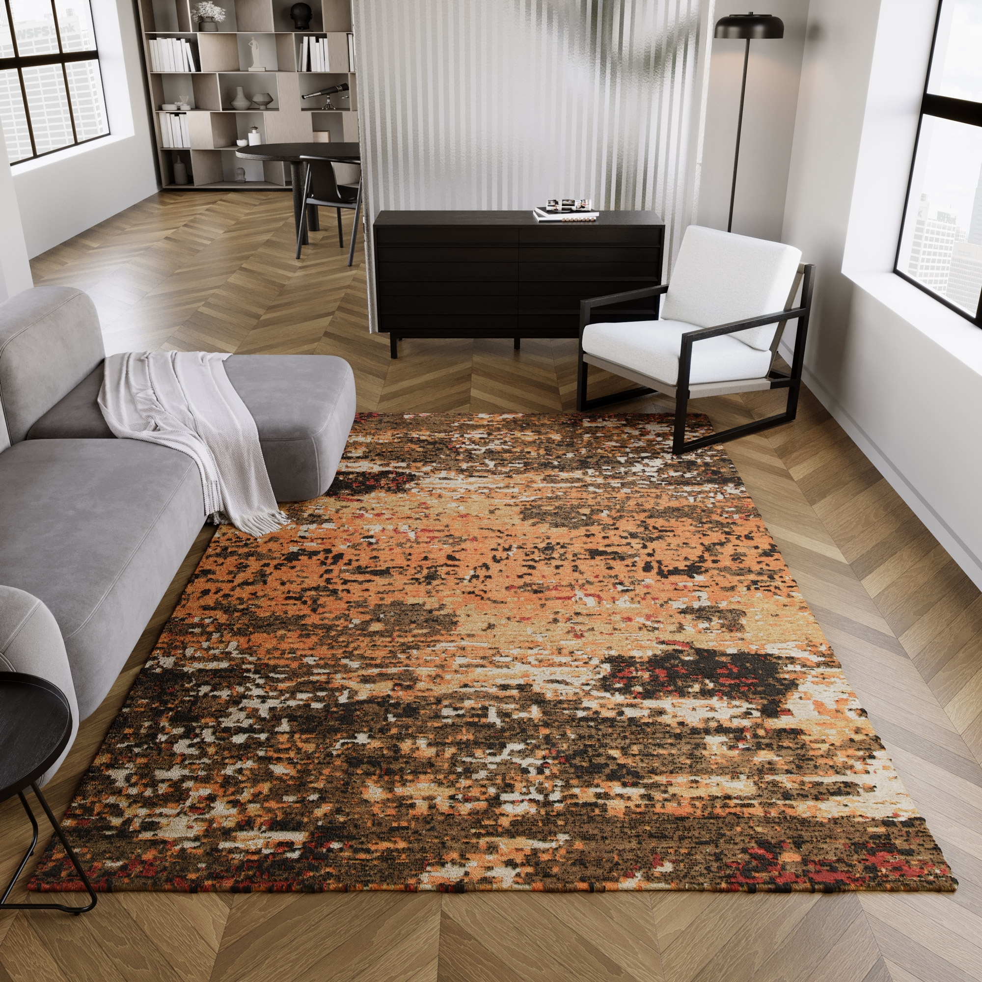 Teppich ESPRIT "East Village", braun, B:170cm H:6mm L:240cm, Schurwolle, Teppiche, Teppich, Wollteppich, Vintage, gewebt, kurzflor, edel, Wohnzimmer, boho
