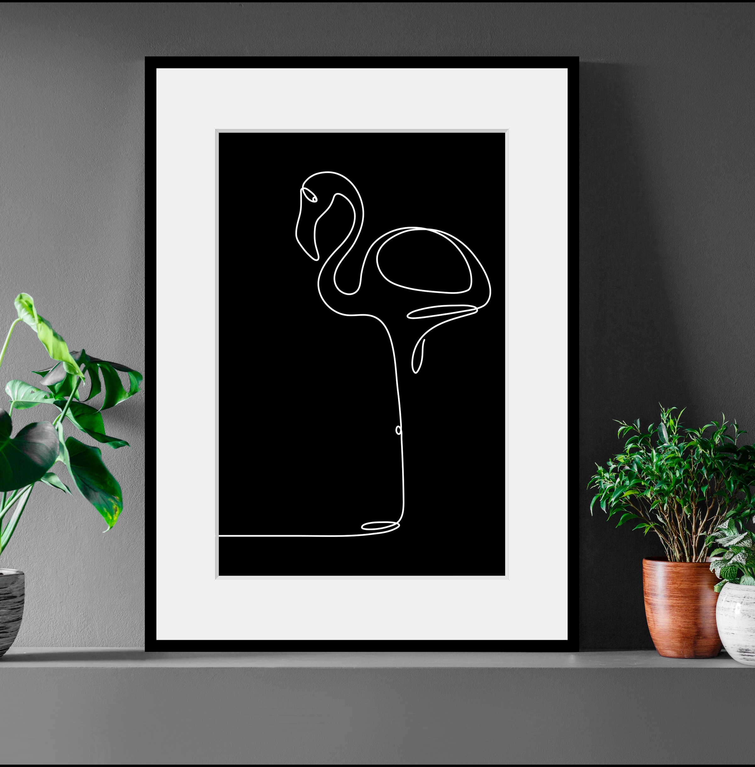 queence Bild "Stine", Flamingos-Kunst-Schwarz-Weiß, (1 St.), HD Premium Pos günstig online kaufen